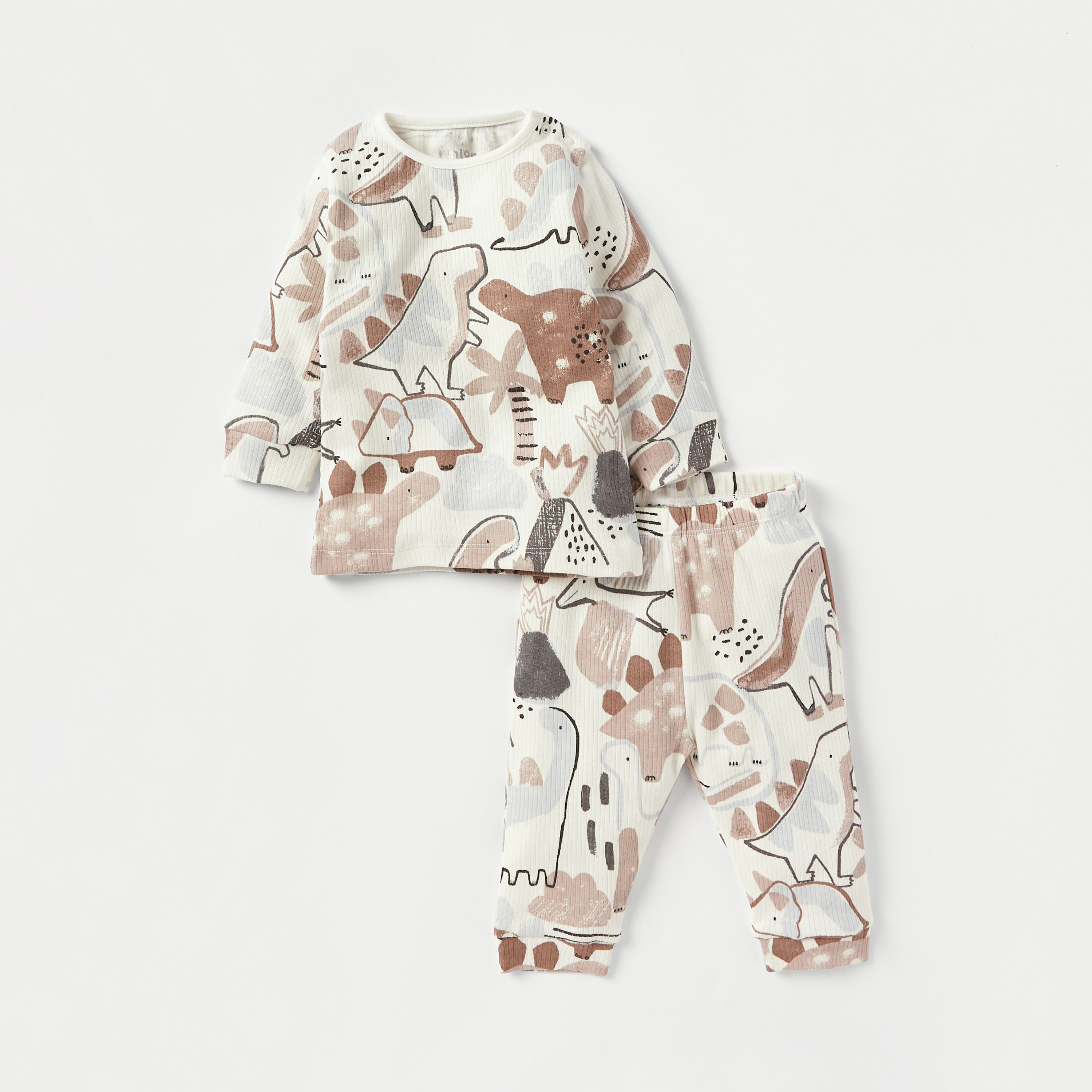Juniors All-Over Dinosaur Print T-shirt and Pyjama Set-baby-boys-clothing-nightwear-pyjamasets-image-1