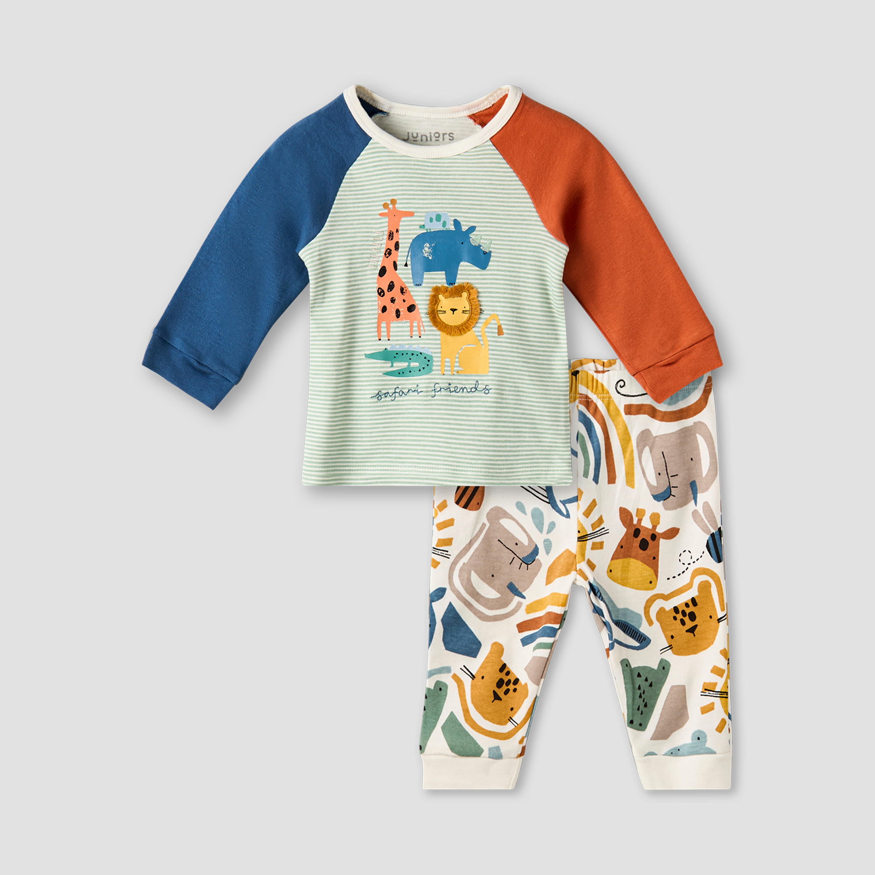 Juniors Cotton Long Sleeves Pyjama Set with Safari Print-baby-boys-clothing-nightwear-pyjamasets-image-2