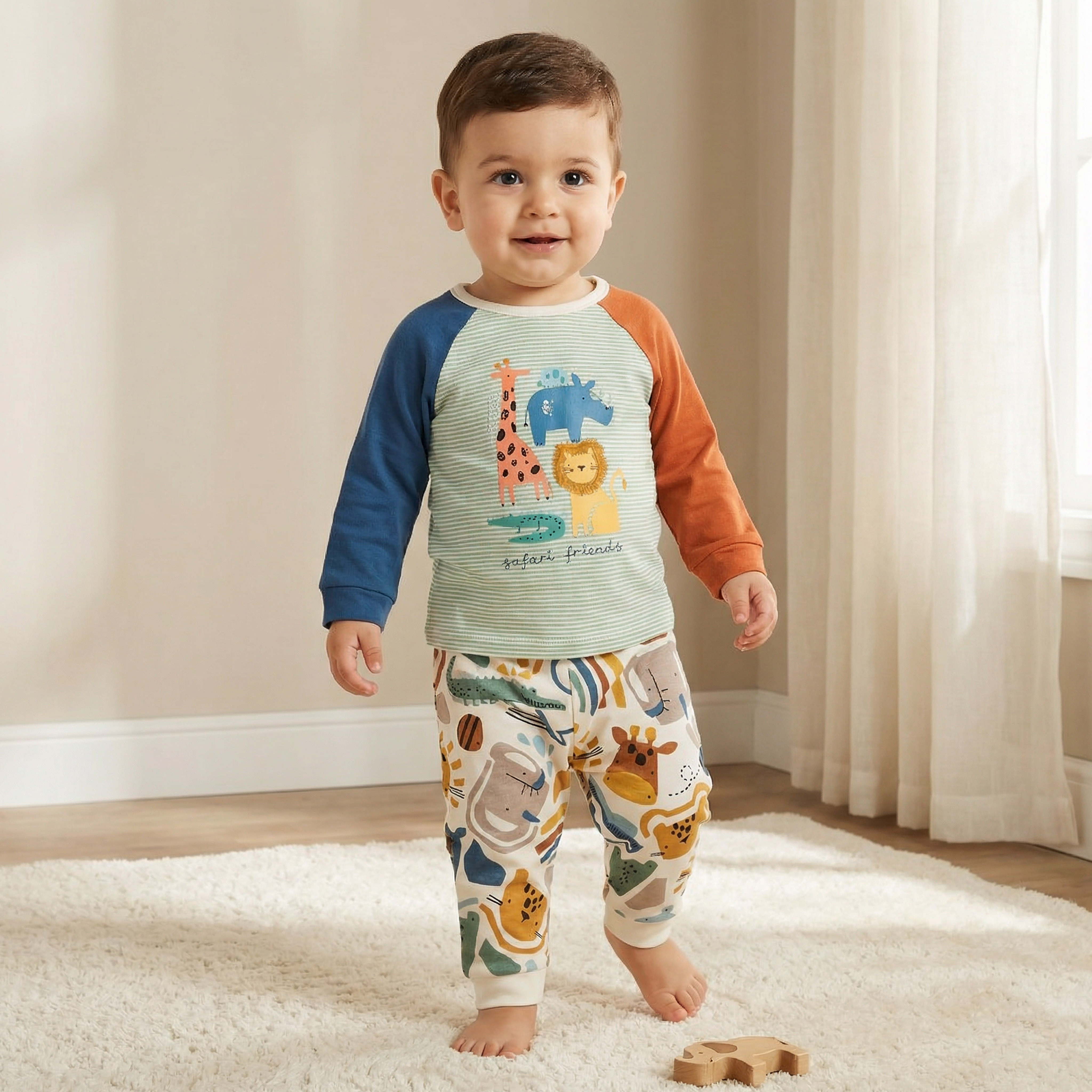 Juniors Cotton Long Sleeves Pyjama Set with Safari Print-baby-boys-clothing-nightwear-pyjamasets-image-1