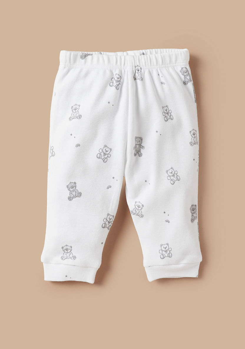 Juniors Bear Detail Long Sleeves T-shirt and Pyjama Set-Pyjama Sets-image-2