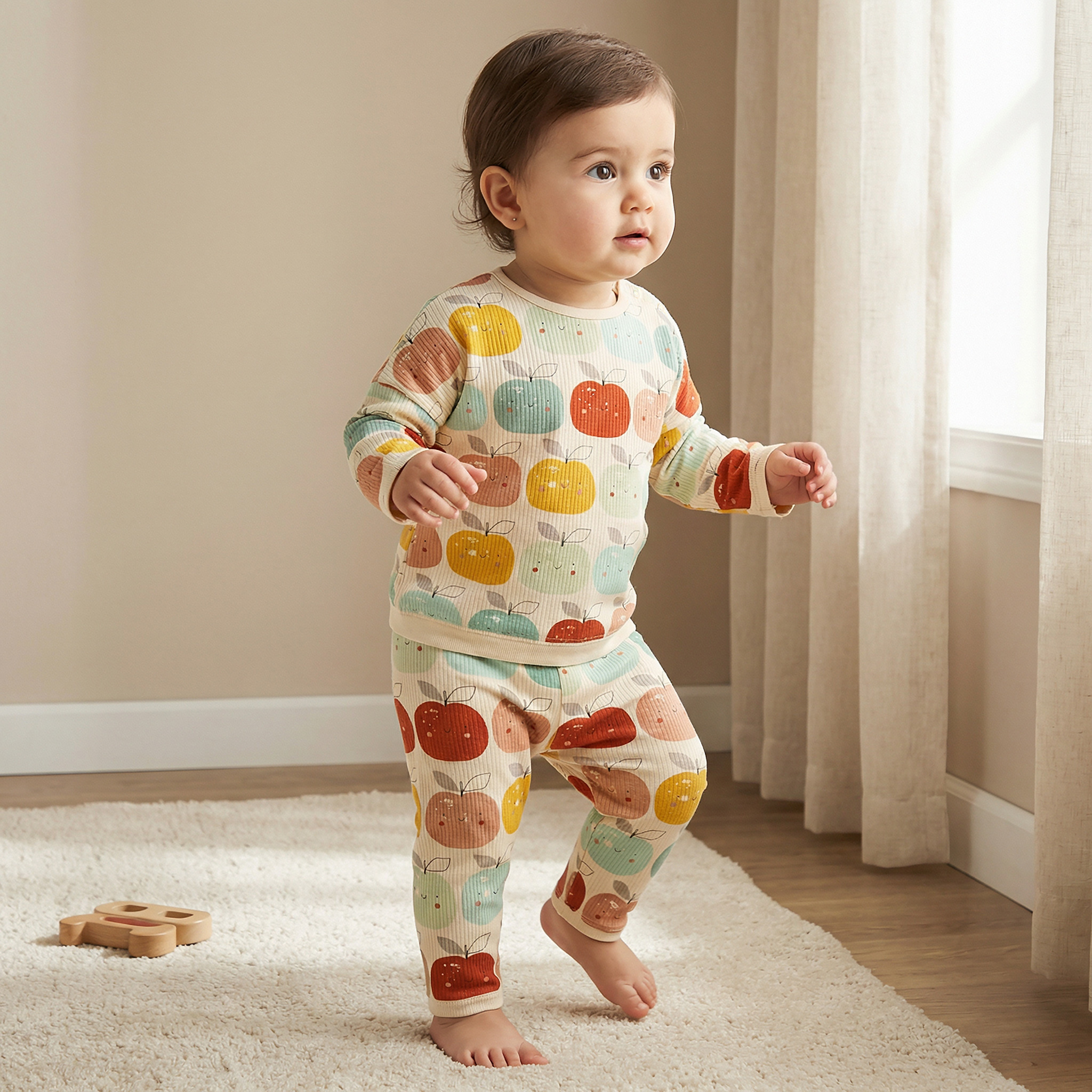 Juniors Cotton Round Neck Long Sleeves Pyjama Set with Apple Print-baby-boys-clothing-nightwear-pyjamasets-image-2