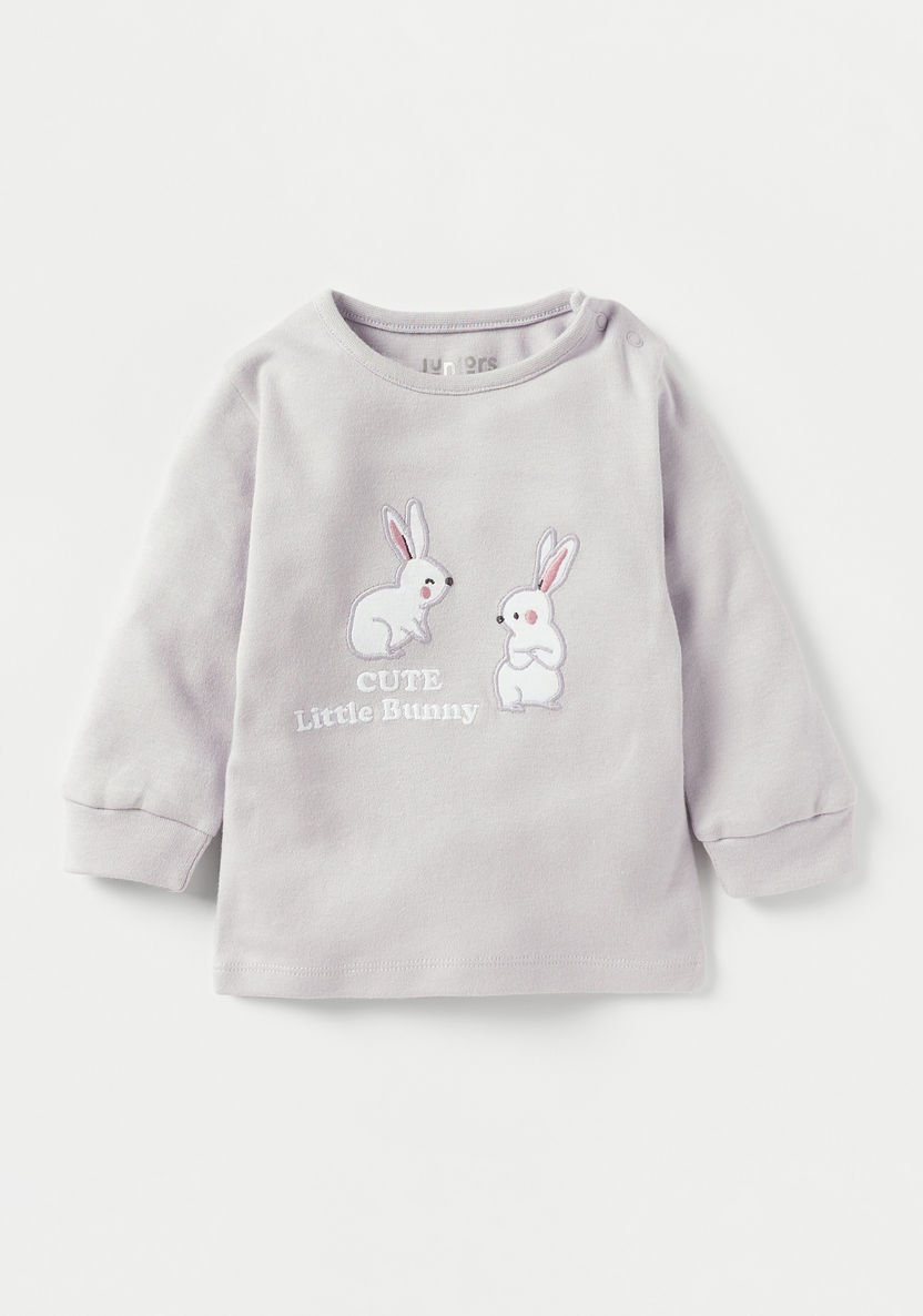Juniors Bunny Detail T-shirt and Pyjama Set-Pyjama Sets-image-1
