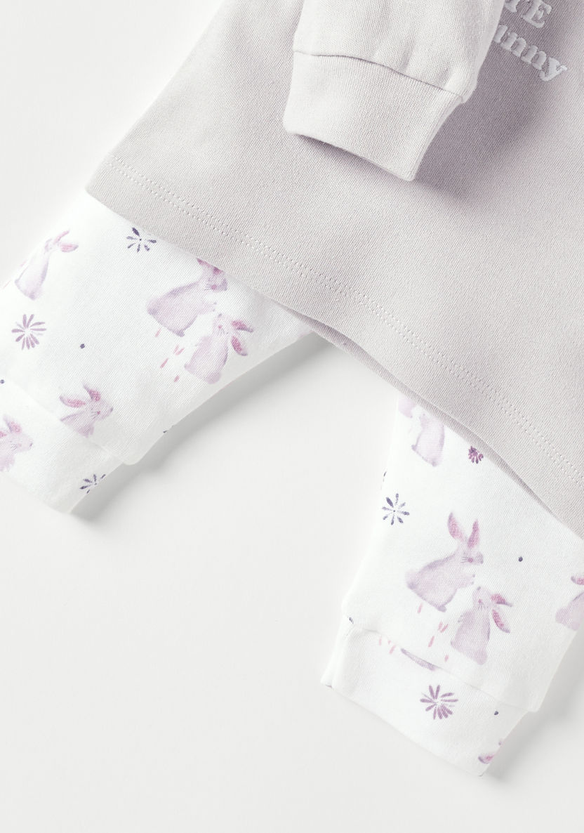 Juniors Bunny Detail T-shirt and Pyjama Set-Pyjama Sets-image-4