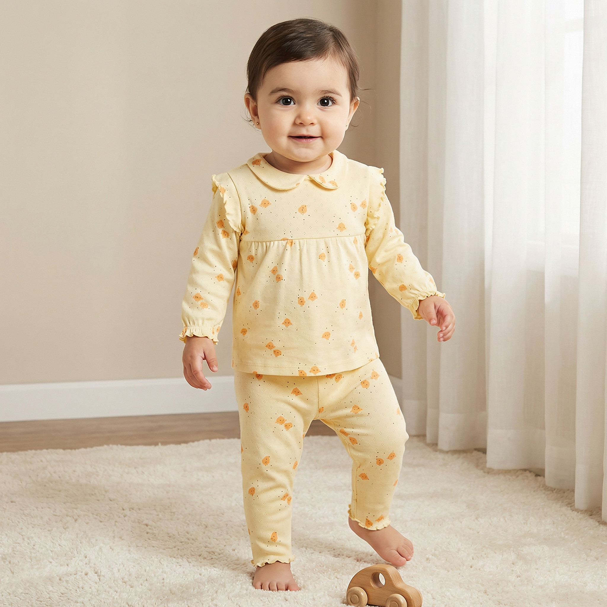 Juniors Cotton Peter Pan Collar Long Sleeves Pyjama Set with Bird Print-baby-girls-clothing-nightwear-pyjamasets-image-2