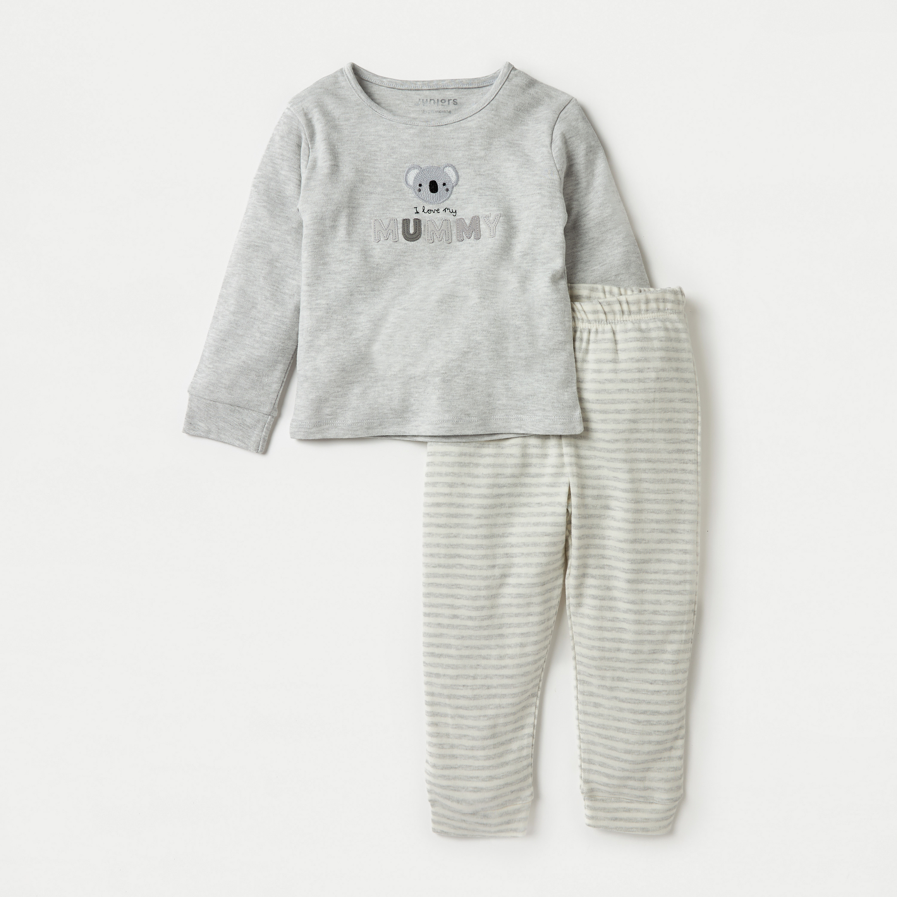 Juniors Koala Applique T-shirt and Striped Pyjama Set-baby-boys-clothing-nightwear-pyjamasets-image-1