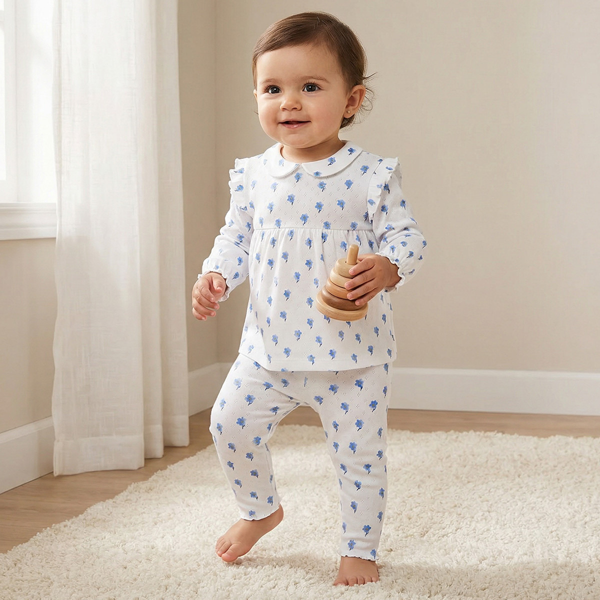 Juniors Cotton Peter Pan Collar Long Sleeves Pyjama Set with Floral Print-baby-girls-clothing-nightwear-pyjamasets-image-2