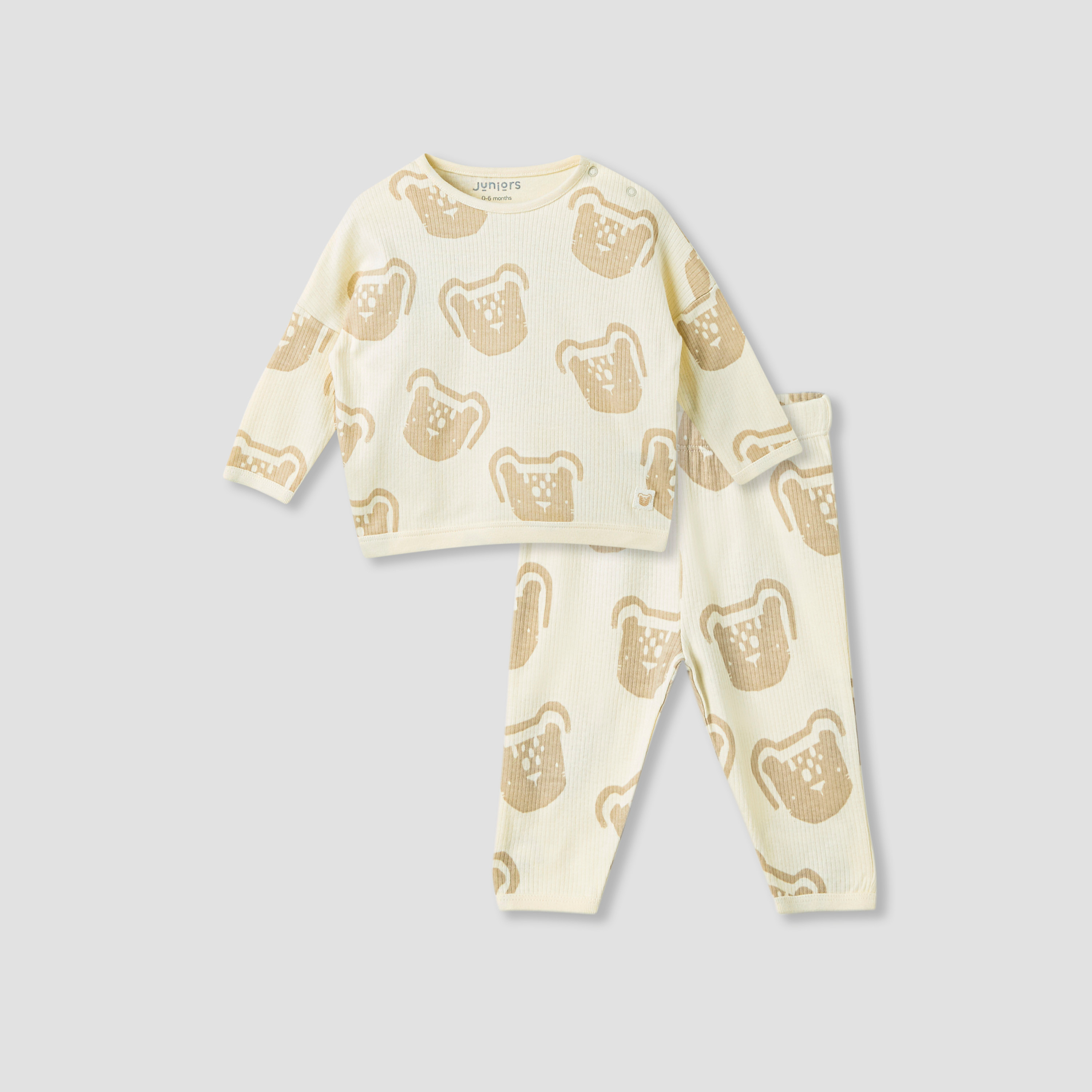 Juniors Pyjama Set with Bear Print - Cotton - Long Sleeves - Collar-baby-boys-clothing-nightwear-pyjamasets-image-2