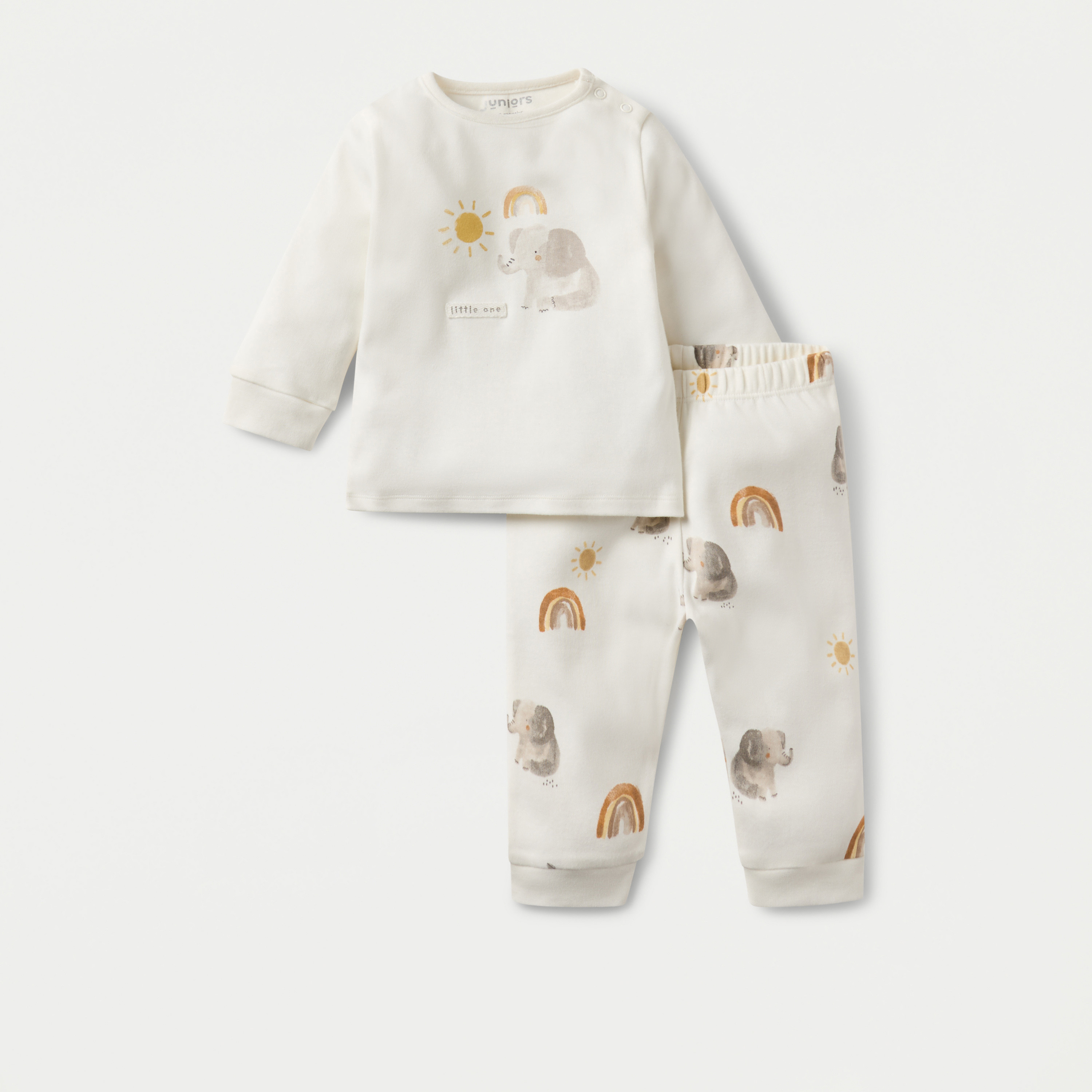 Juniors Elephant Print T-shirt and Pyjama Set-baby-girls-clothing-nightwear-pyjamasets-image-1