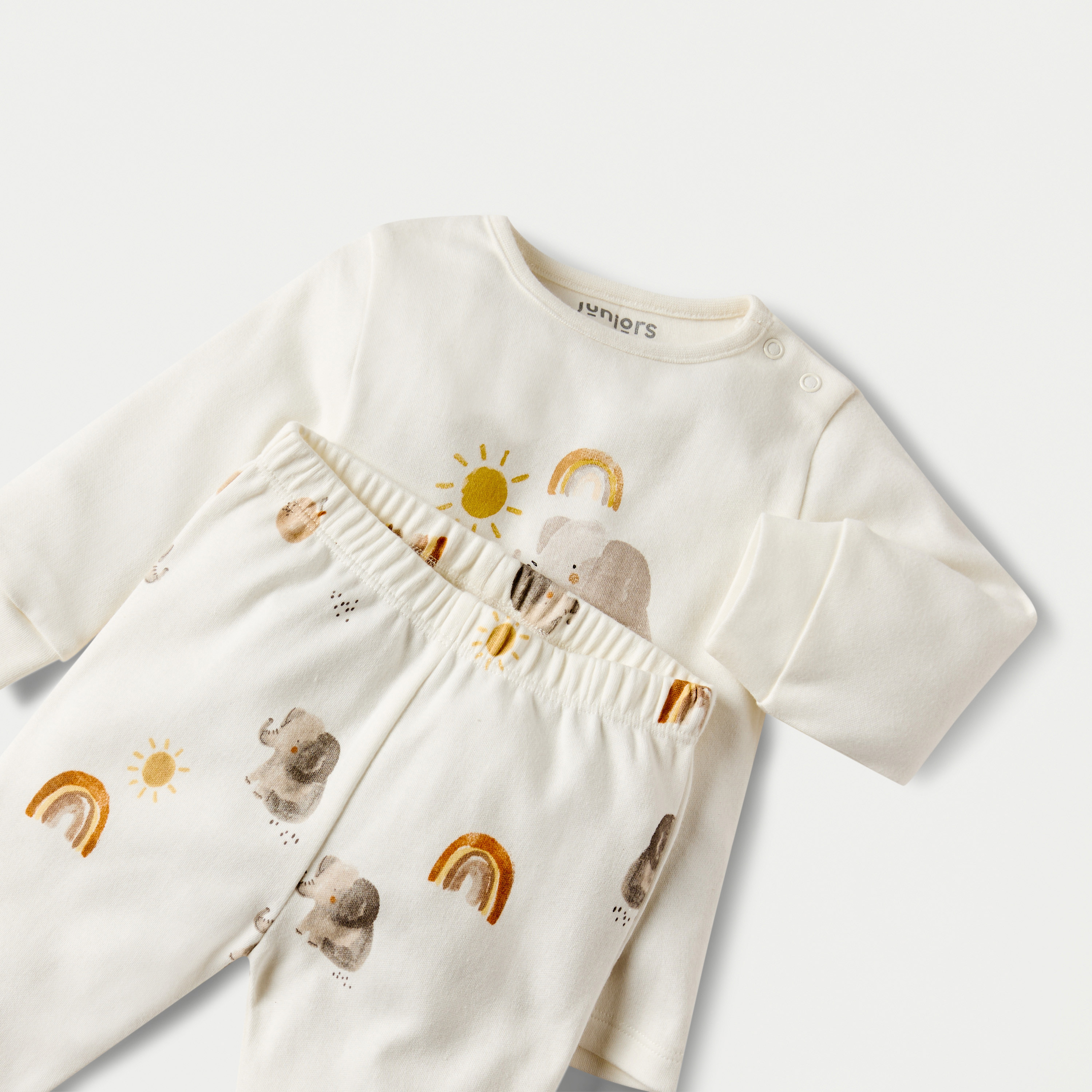 Juniors Elephant Print T-shirt and Pyjama Set-baby-girls-clothing-nightwear-pyjamasets-image-4