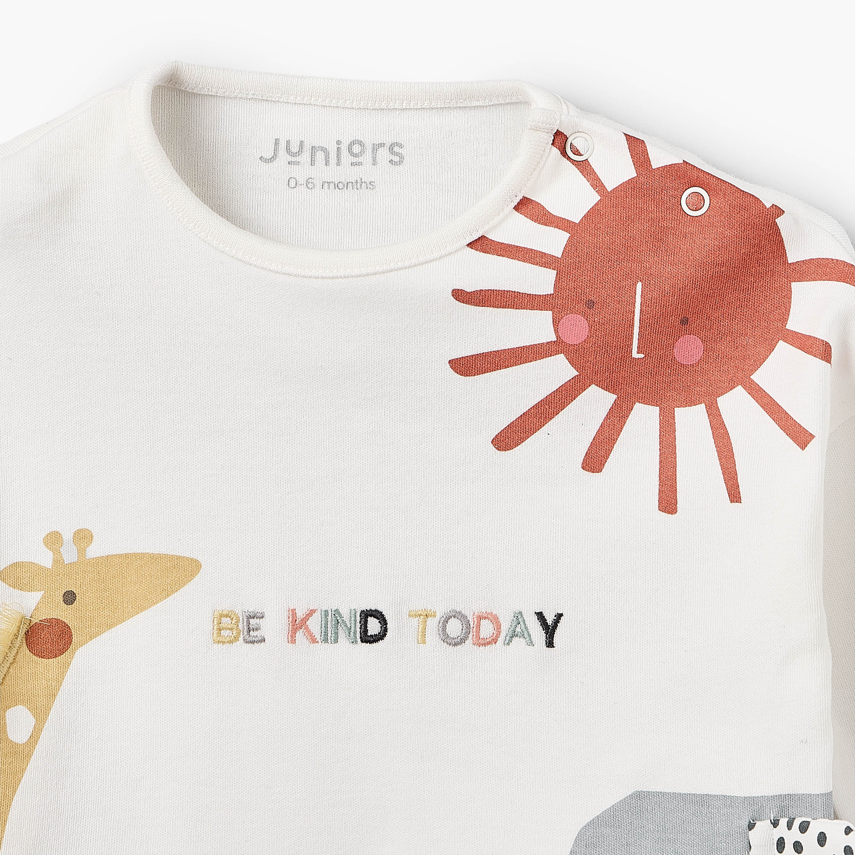 Juniors Cotton Round Neck Long Sleeves Pyjama Set with Safari Applique Detail-baby-boys-clothing-nightwear-pyjamasets-image-4