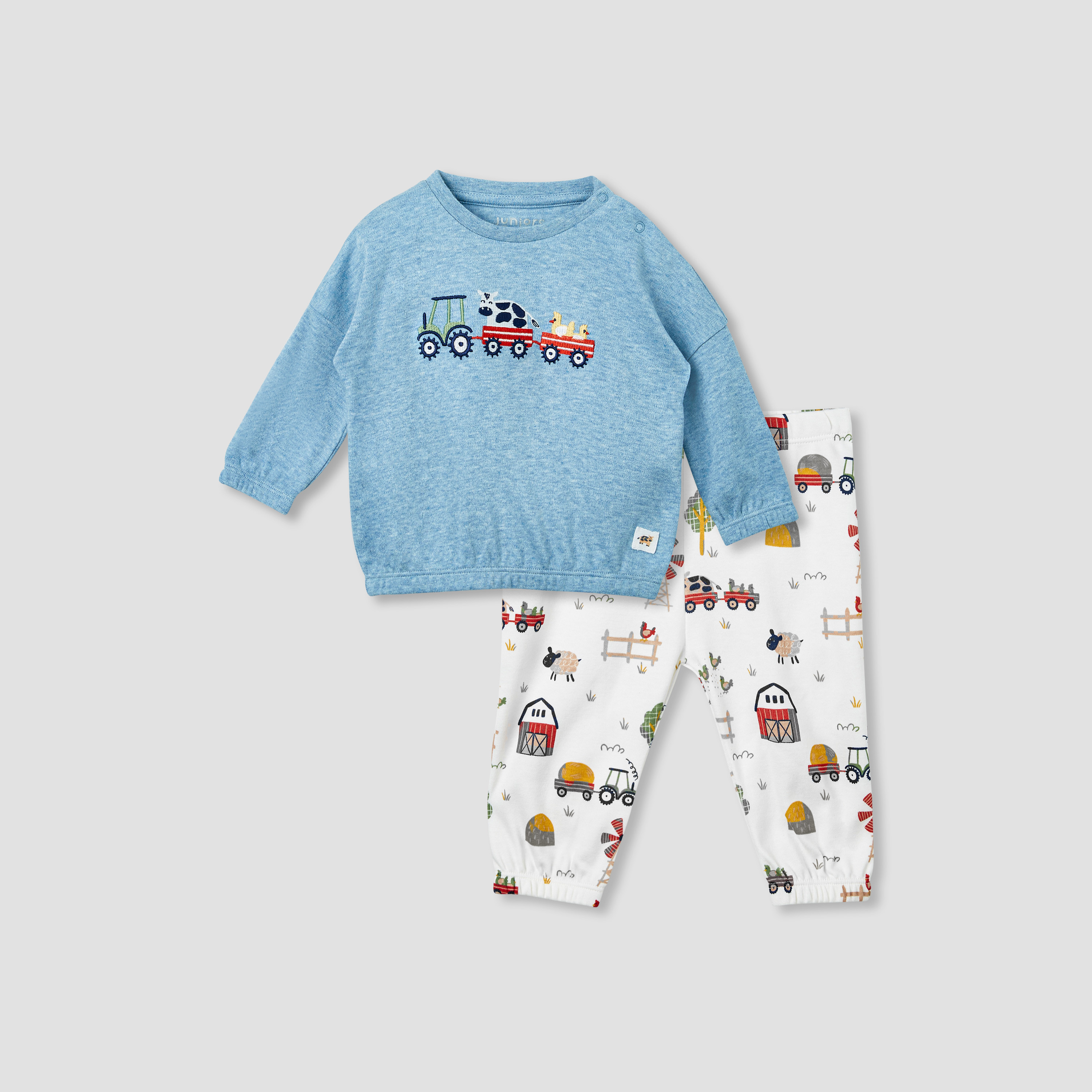 Juniors Embroidered T-shirt and Pyjama Set-baby-boys-clothing-nightwear-pyjamasets-image-1