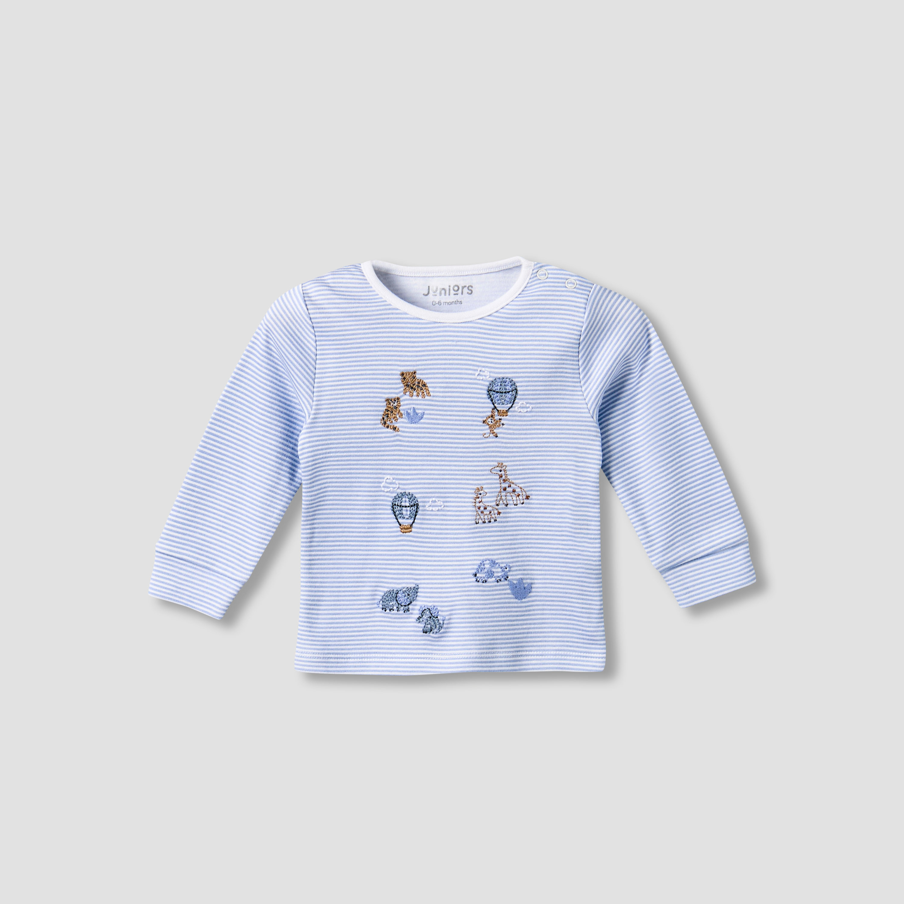 طقم بيجاما قطن برقبة مستديرة وأكمام طويلة وتطريزات من جونيورز-baby-boys-clothing-nightwear-pyjamasets-image-3