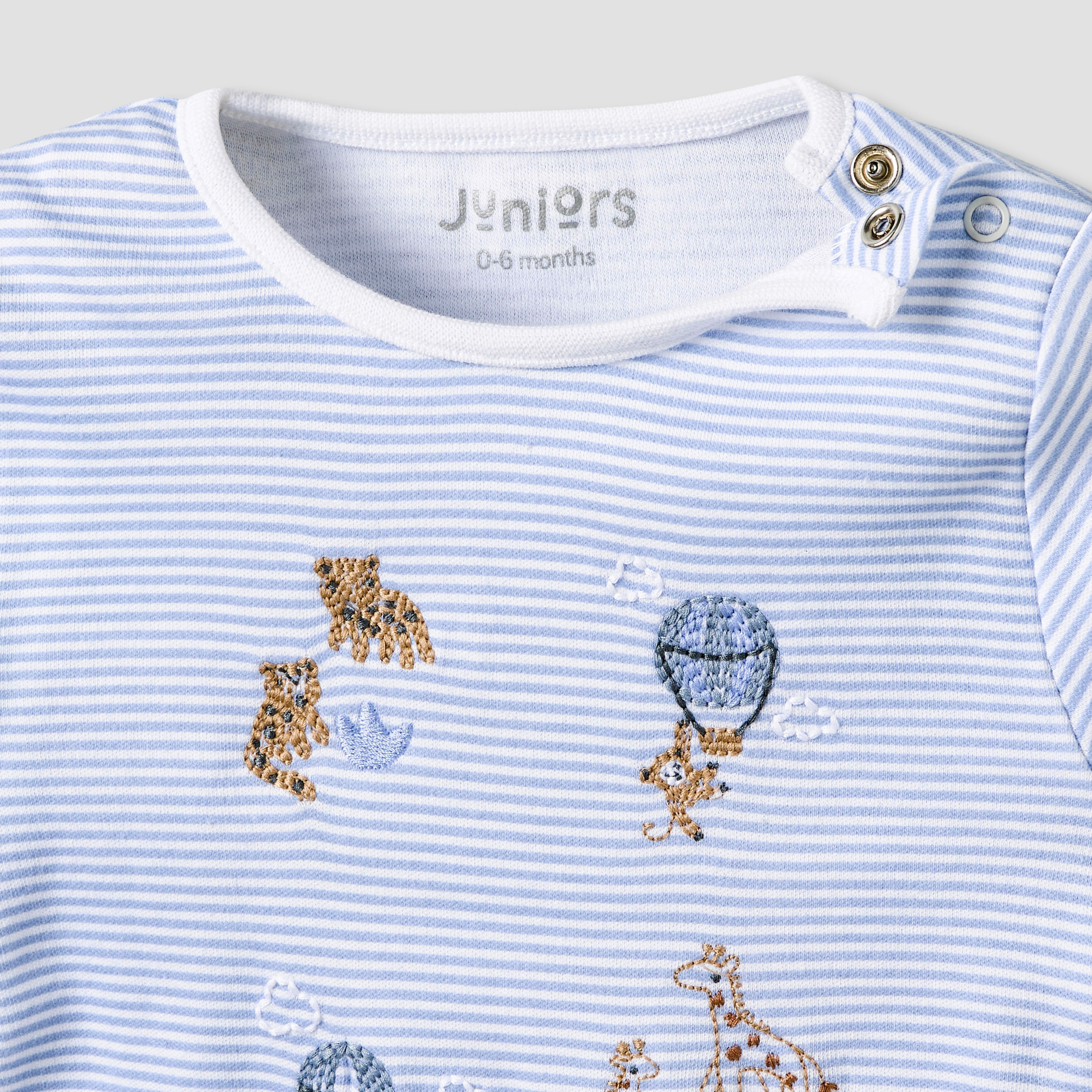 طقم بيجاما قطن برقبة مستديرة وأكمام طويلة وتطريزات من جونيورز-baby-boys-clothing-nightwear-pyjamasets-image-7