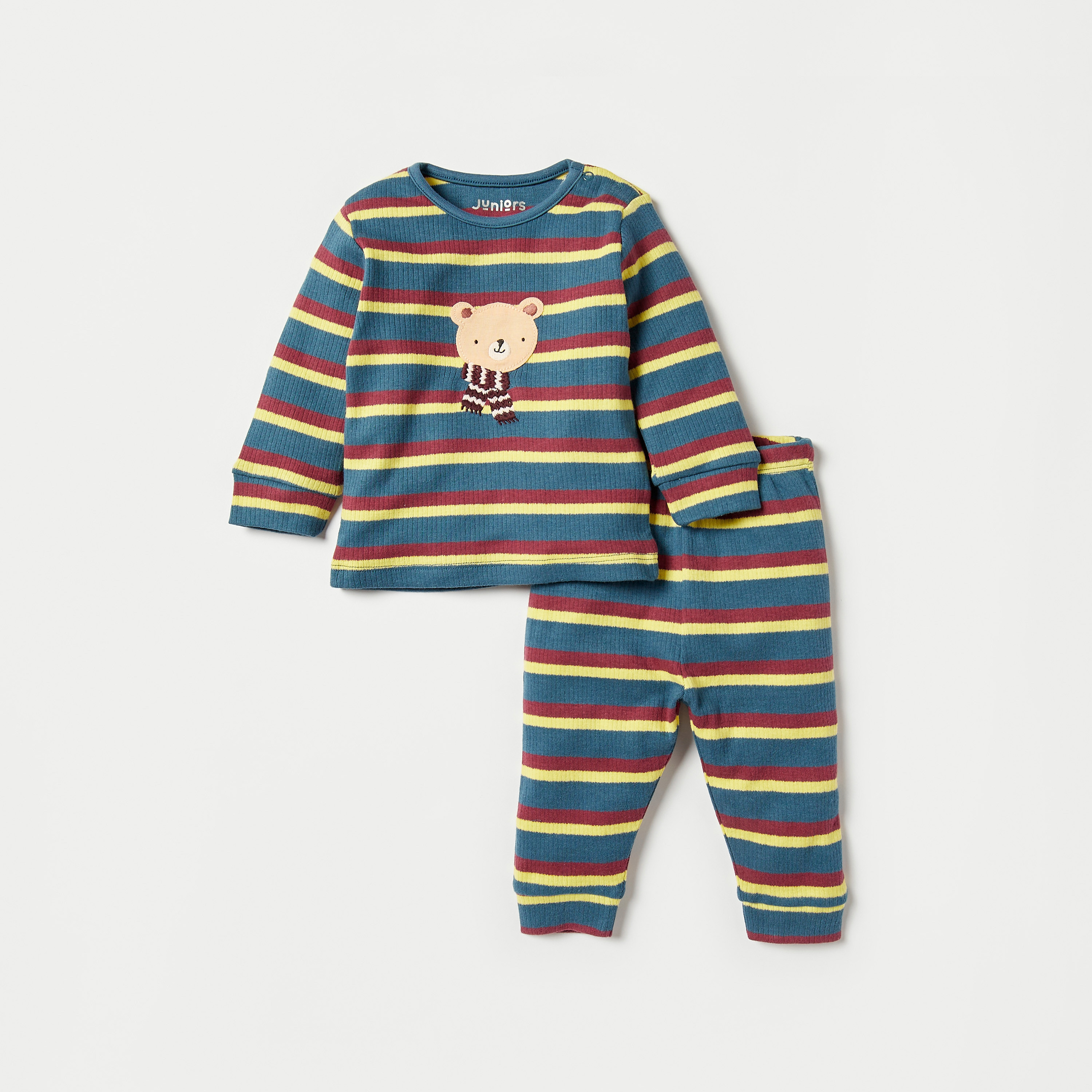 طقم بنطلون بيجاما وتيشيرت مخطط من جونيورز-baby-boys-clothing-nightwear-pyjamasets-image-1