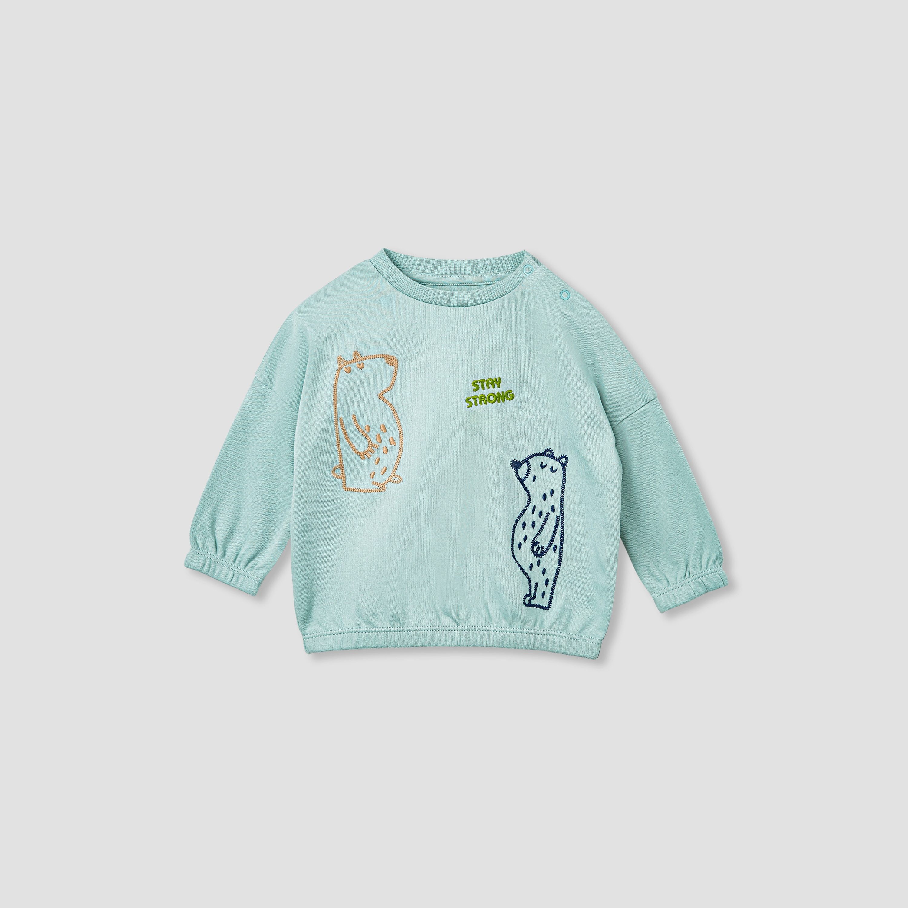 Juniors Embroidered Sweatshirt and Striped Pyjama Set-baby-boys-clothing-nightwear-pyjamasets-image-2