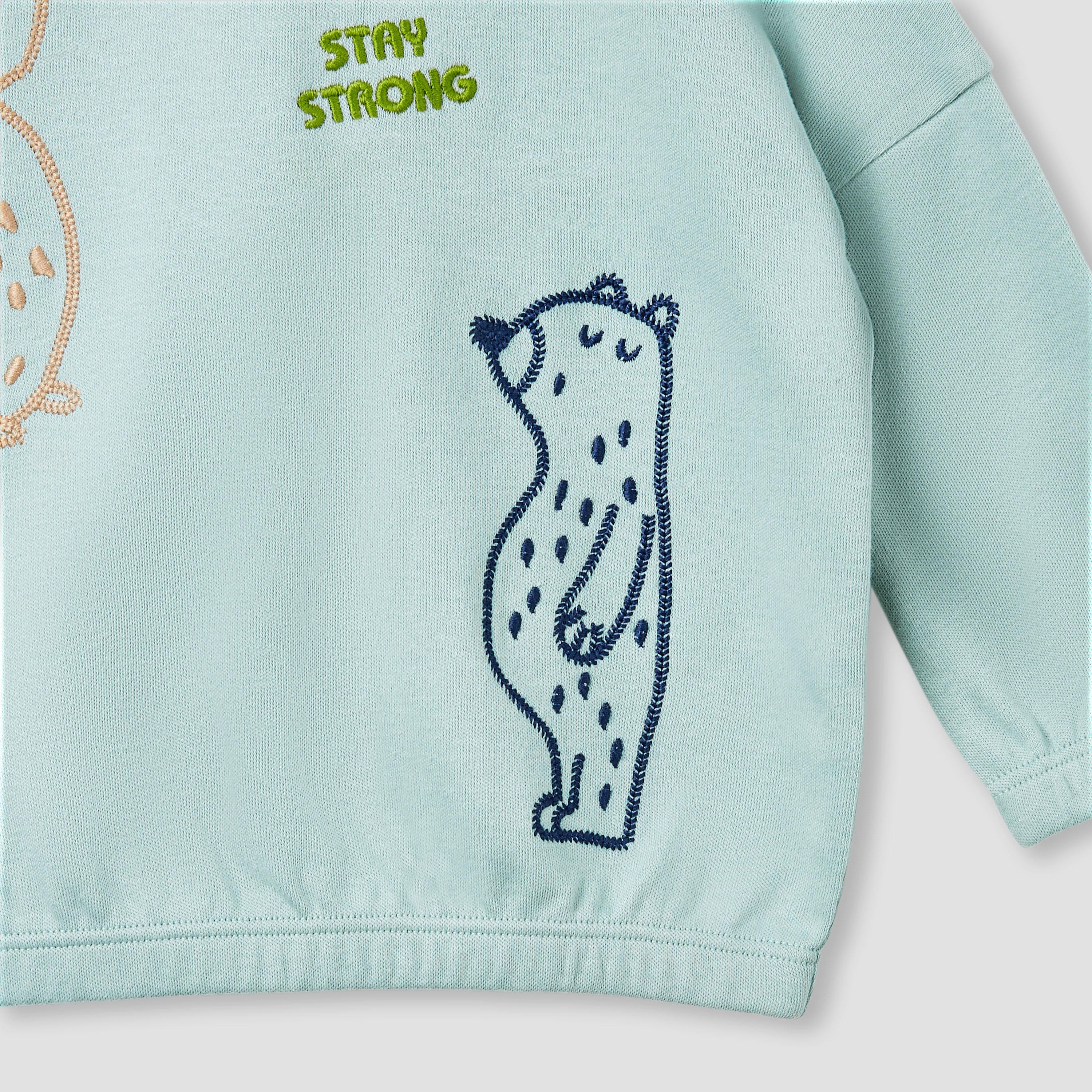 Juniors Embroidered Sweatshirt and Striped Pyjama Set-baby-boys-clothing-nightwear-pyjamasets-image-5