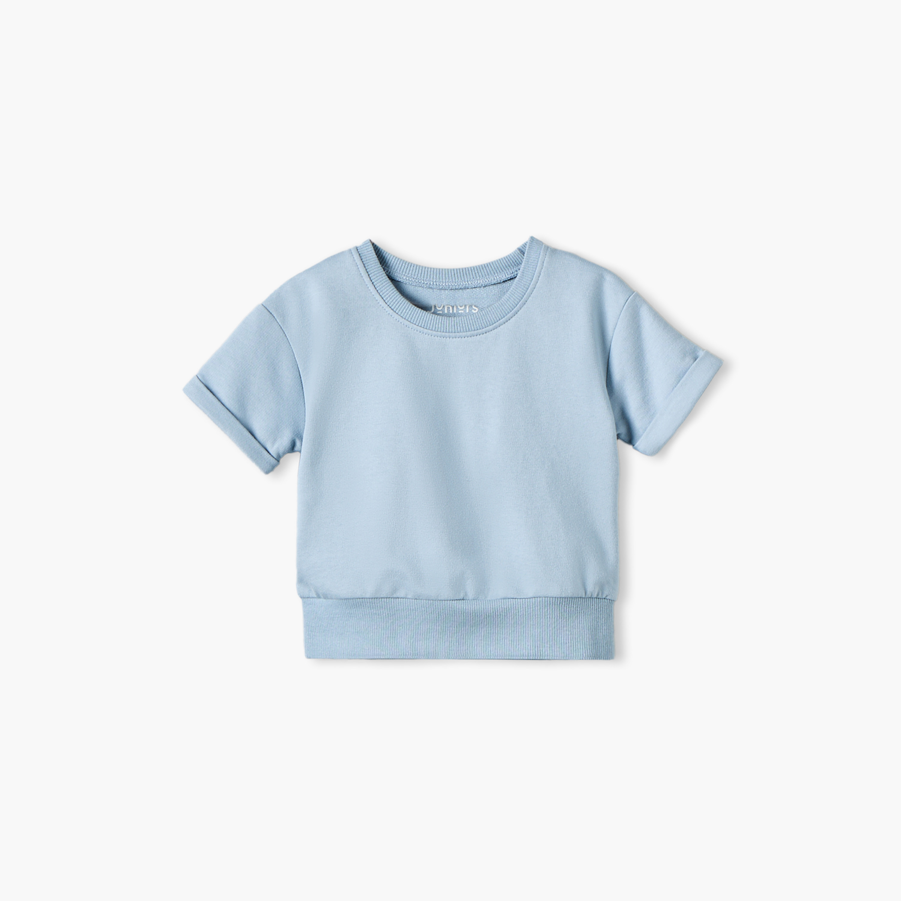 طقم تيشيرت بأكمام قصيرة وياقة ضيقة وشورت بأطراف مطوية من جونيورز-baby-boys-clothing-setsandcoords-image-3