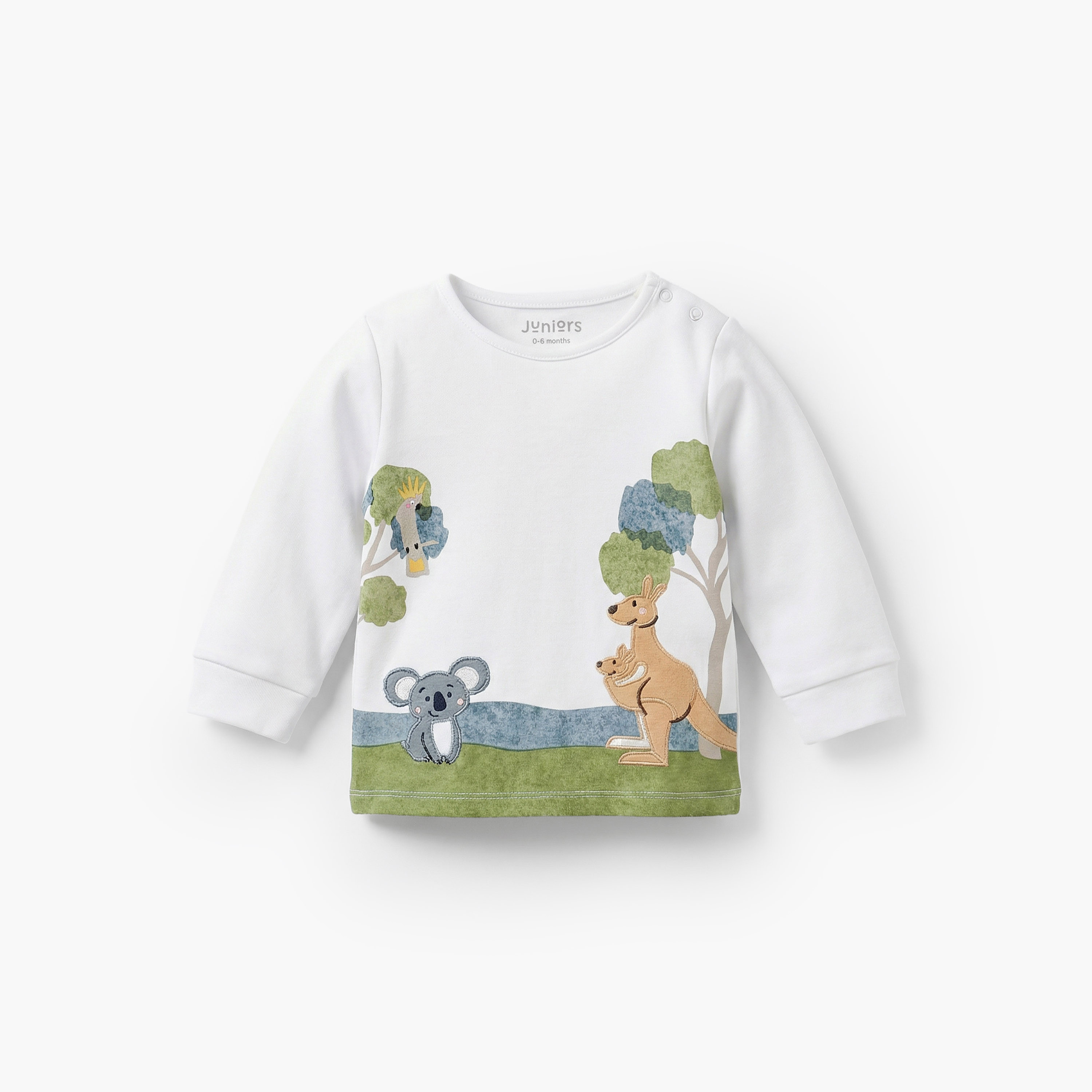 Juniors Cotton Round Neck Long Sleeves Pyjama Set with Safari Applique Detail-baby-boys-clothing-nightwear-pyjamasets-image-2