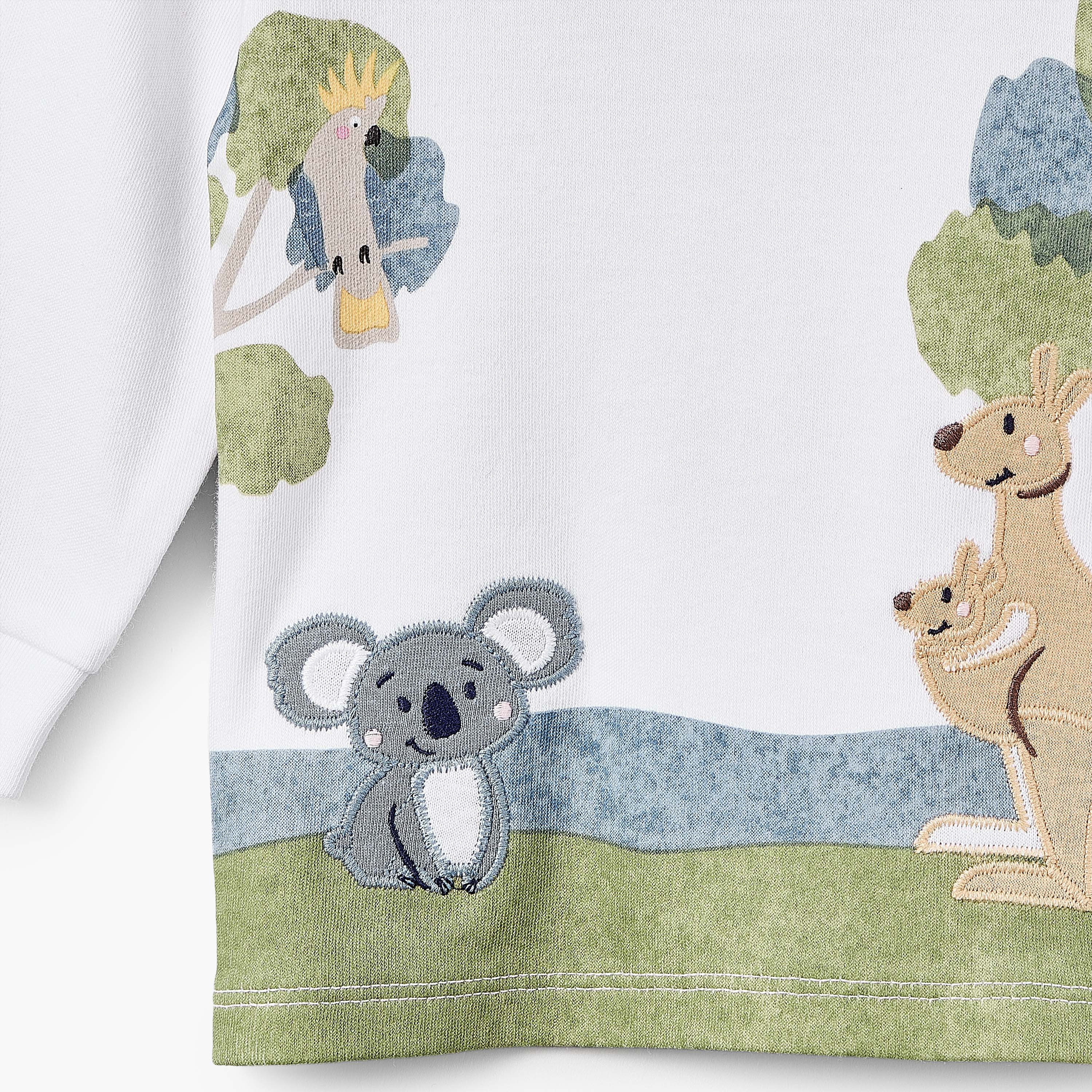 Juniors Cotton Round Neck Long Sleeves Pyjama Set with Safari Applique Detail-baby-boys-clothing-nightwear-pyjamasets-image-5