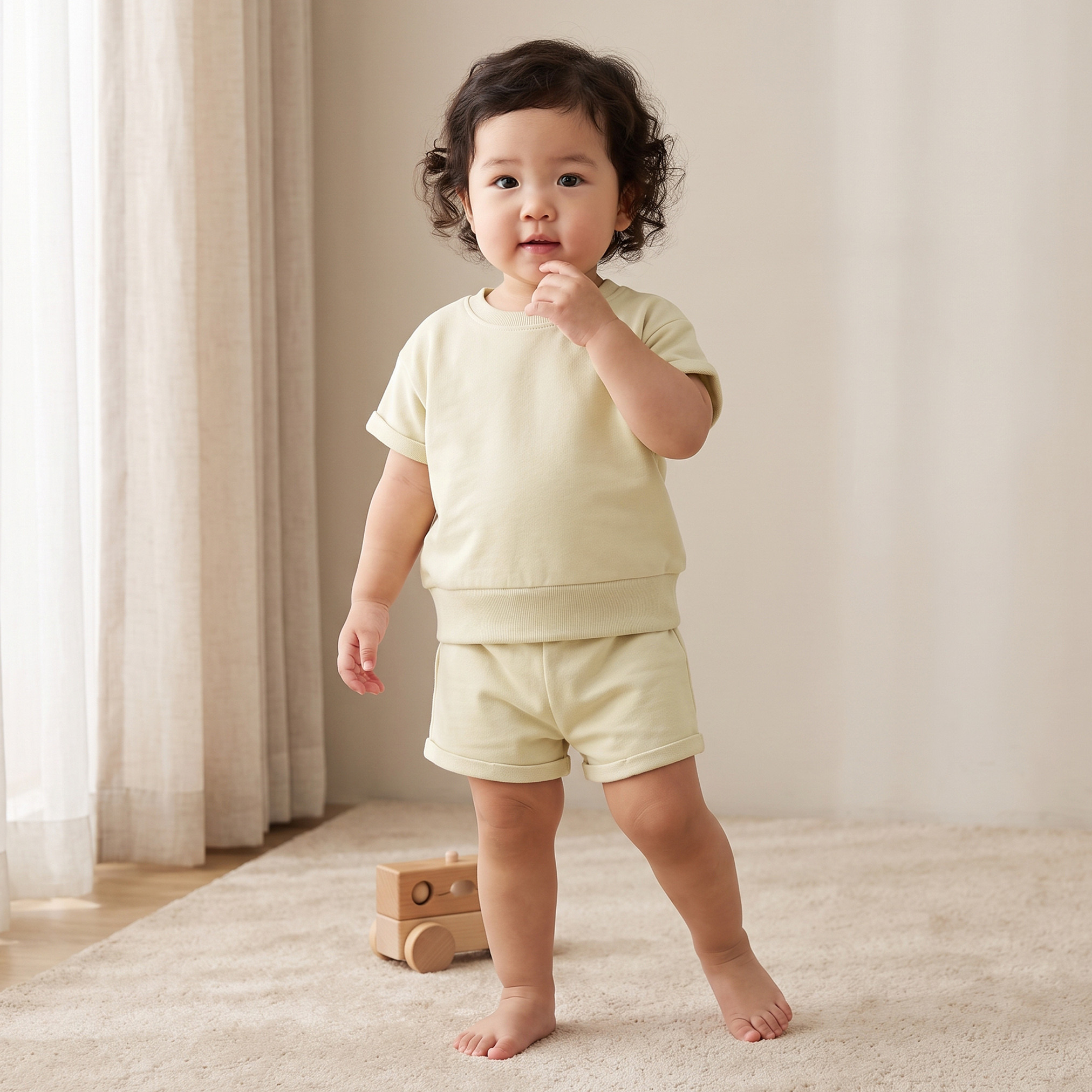 طقم شورت وسويت شيرت بياقة ضيقة وأكمام قصيرة وحواف مطوية من جونيورز-baby-boys-clothing-setsandcoords-image-1
