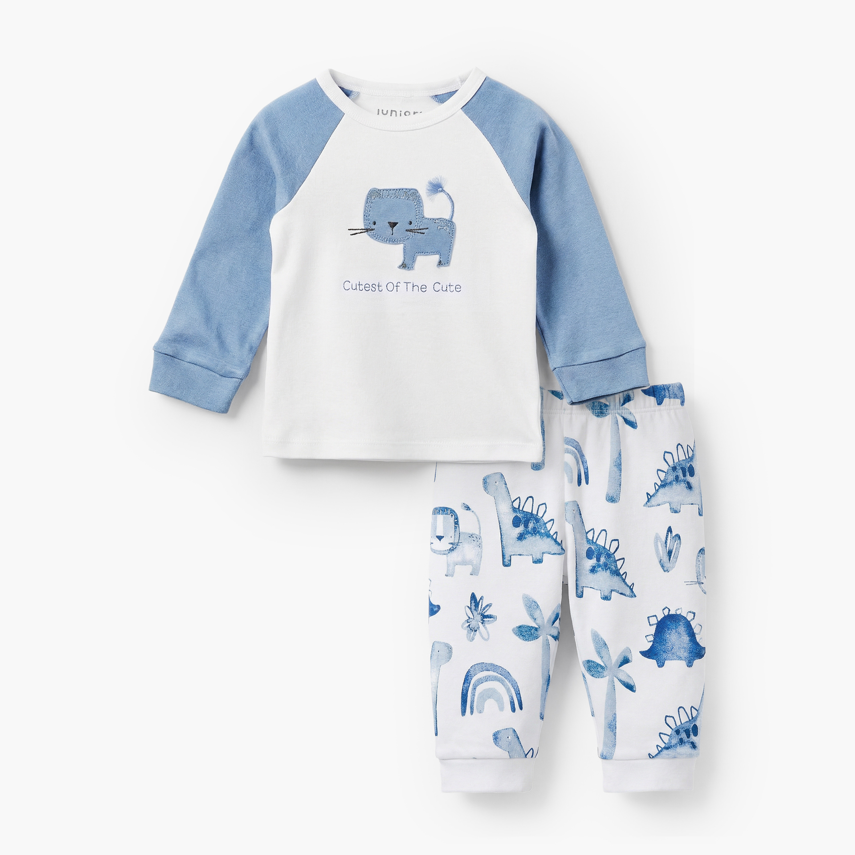 Juniors Cotton Round Neck Long Sleeves Pyjama Set with Print-baby-boys-clothing-nightwear-pyjamasets-image-2