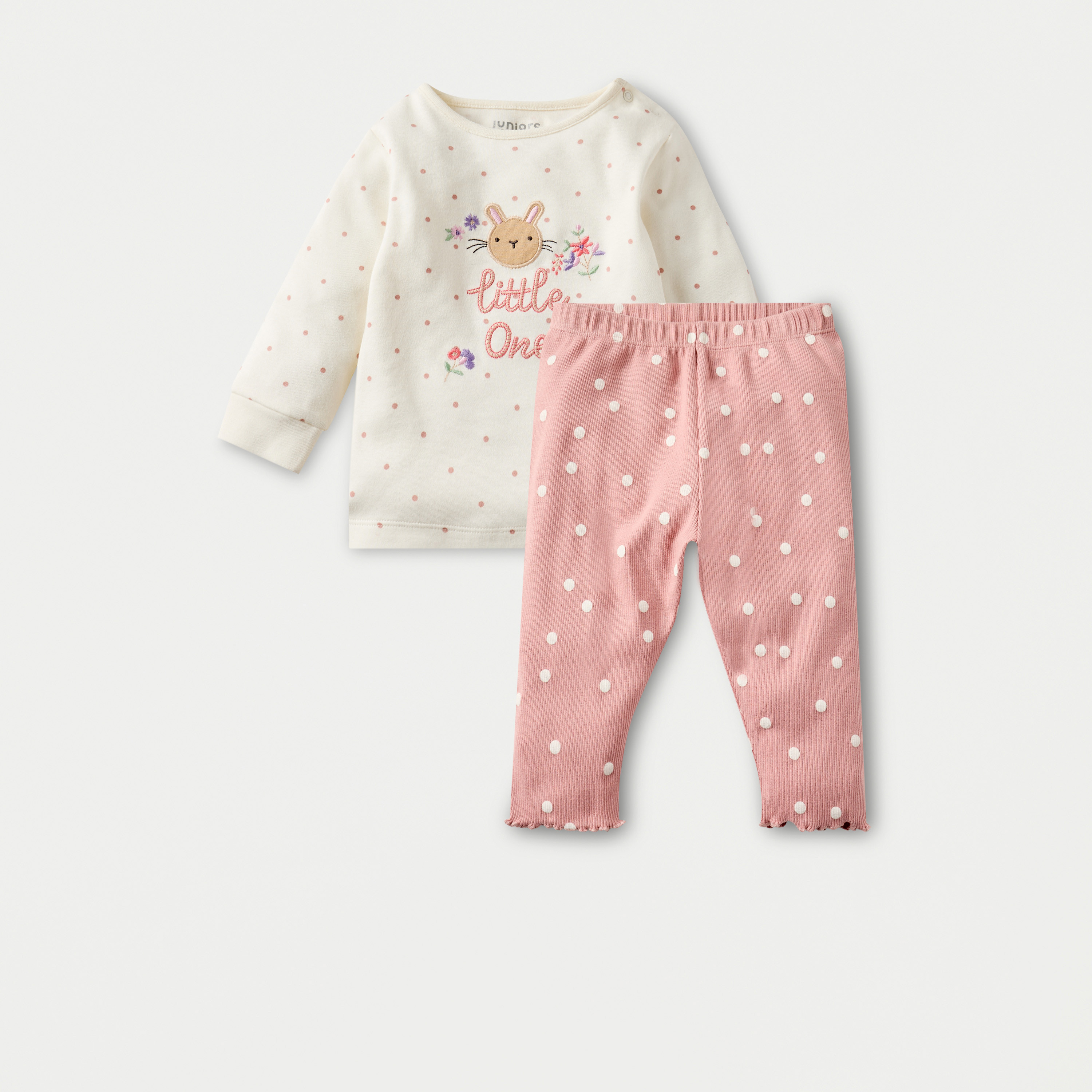 طقم بنطلون بيجاما بخصر مطاطي وتيشيرت بأكمام طويلة وزخارف أرنب من جونيورز-promo_babyshop_Buy3for99_KSA130126-image-1