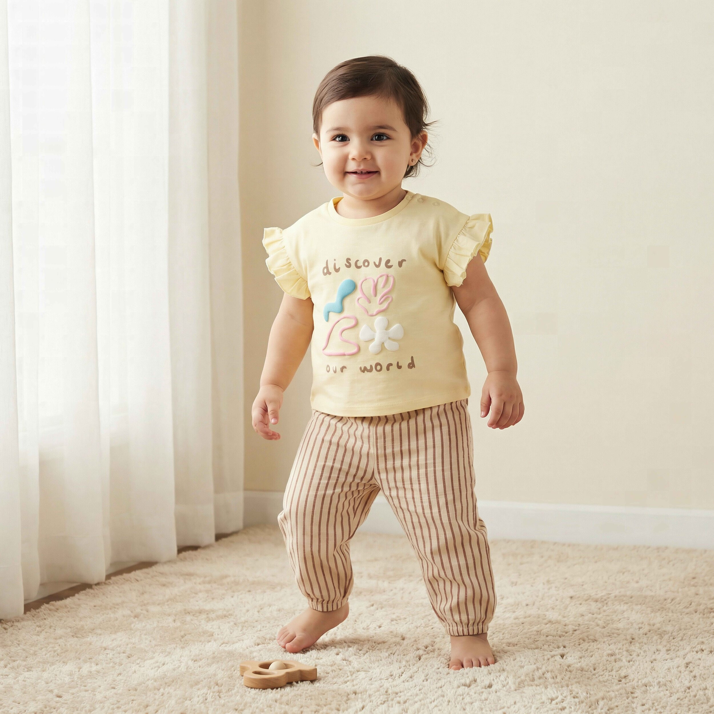 Juniors Cotton Round Neck Short Sleeves Pyjama Set with Stripes-baby-girls-clothing-nightwear-pyjamasets-image-1