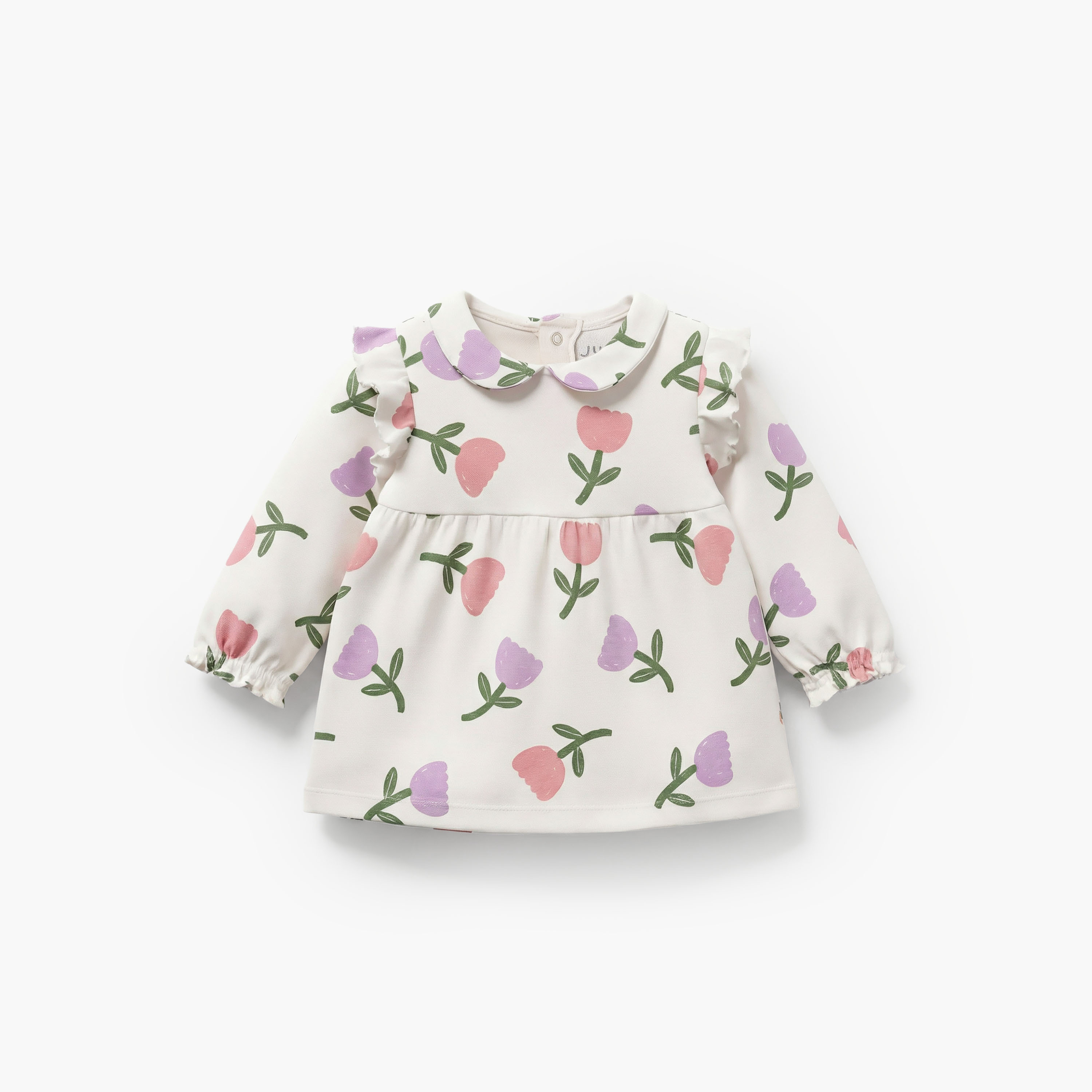 Juniors Cotton Peter Pan Collar Long Sleeves Pyjama Set with Floral Print-baby-girls-clothing-nightwear-pyjamasets-image-3