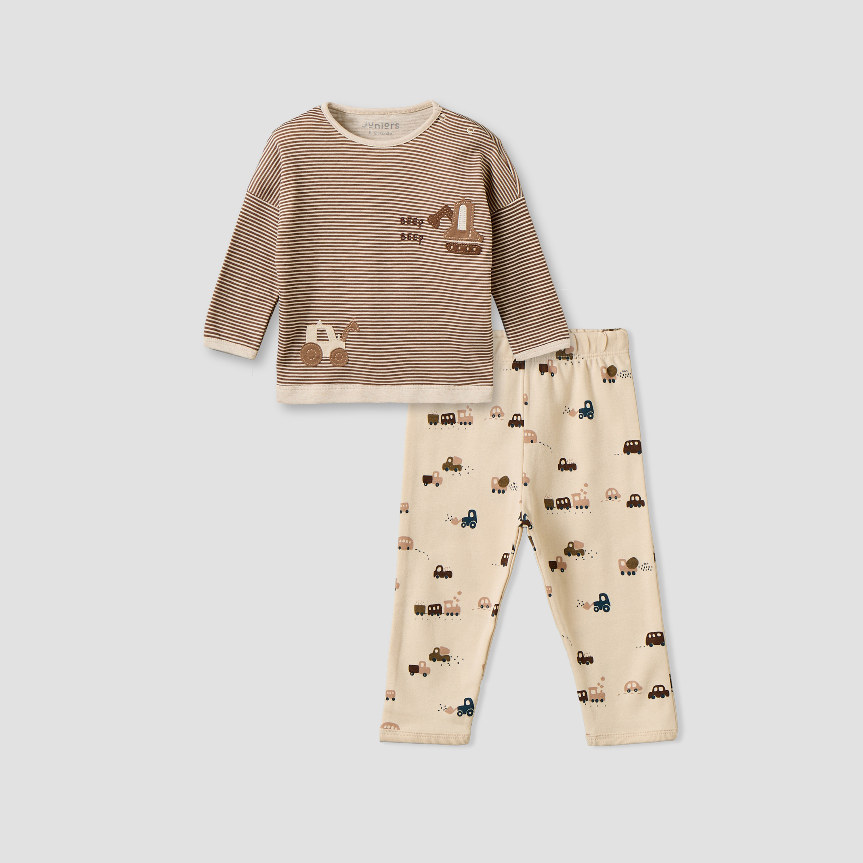 Juniors Cotton Crew Neck Long Sleeves Pyjama Set with Vehicle Print-baby-boys-clothing-nightwear-pyjamasets-image-1