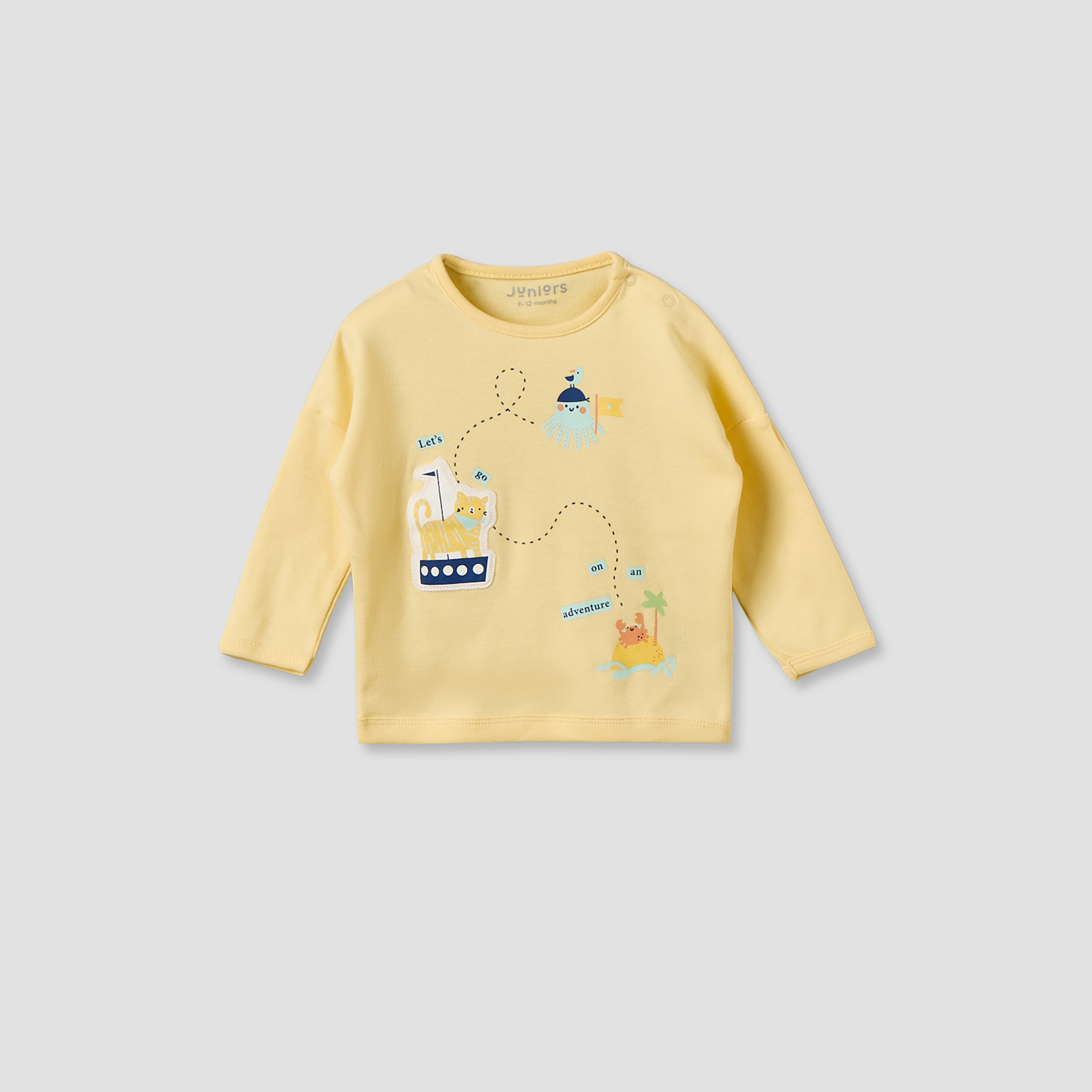 Juniors Cotton Crew Neck Long Sleeves Pyjama Set with Snap Button Closure-baby-boys-clothing-nightwear-pyjamasets-image-2