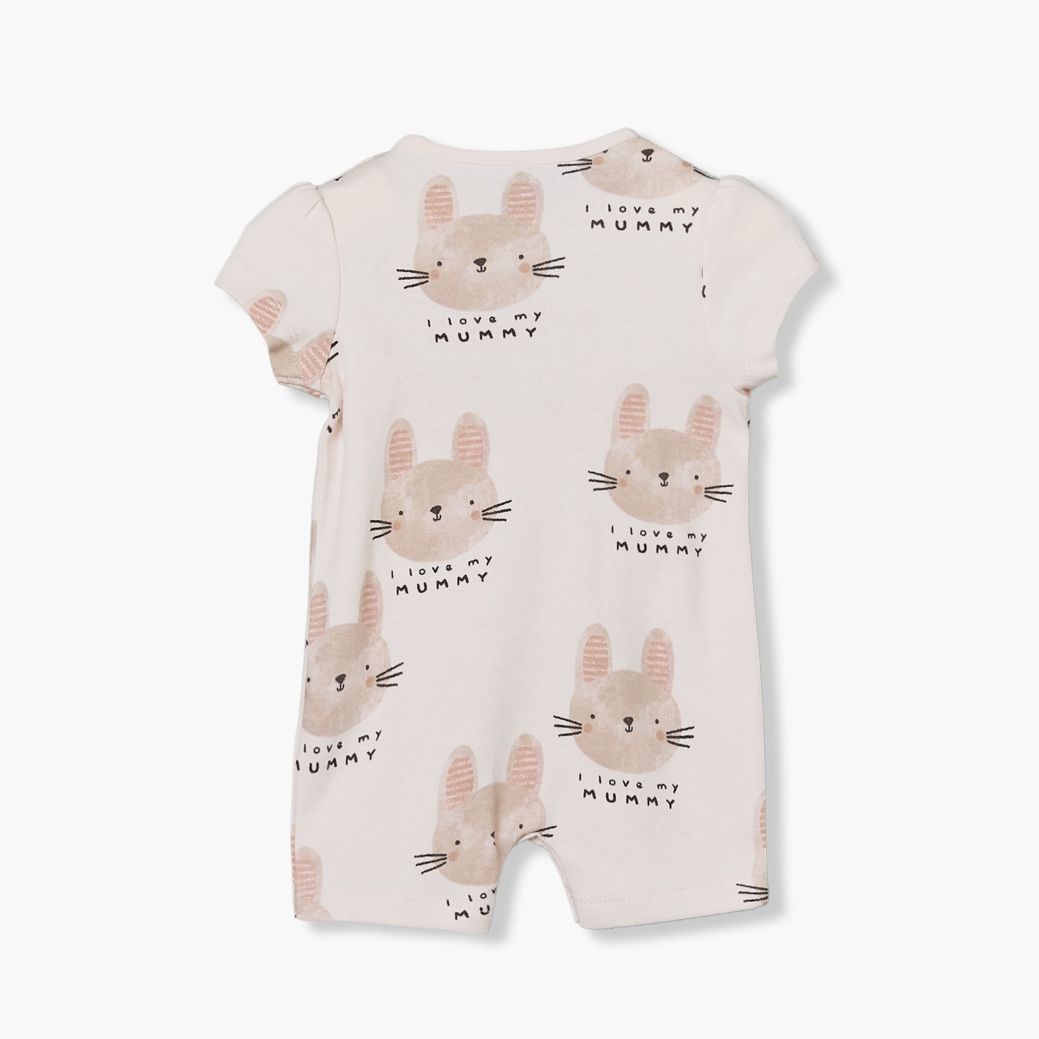 Juniors Crew Neck Short Sleeves Rompers with Rabbit Print-baby-girls-clothing-rompers-image-3
