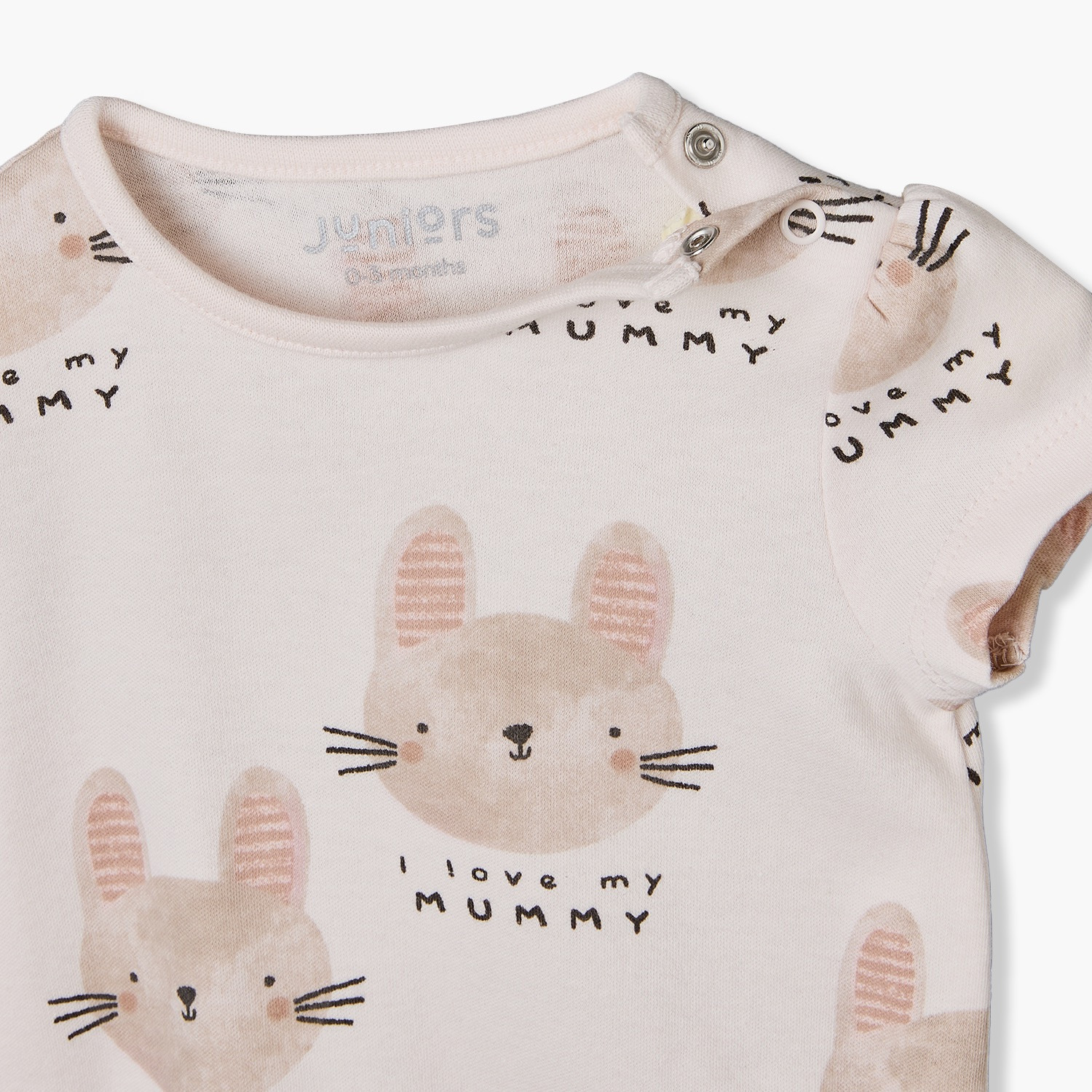 Juniors Crew Neck Short Sleeves Rompers with Rabbit Print-baby-girls-clothing-rompers-image-4
