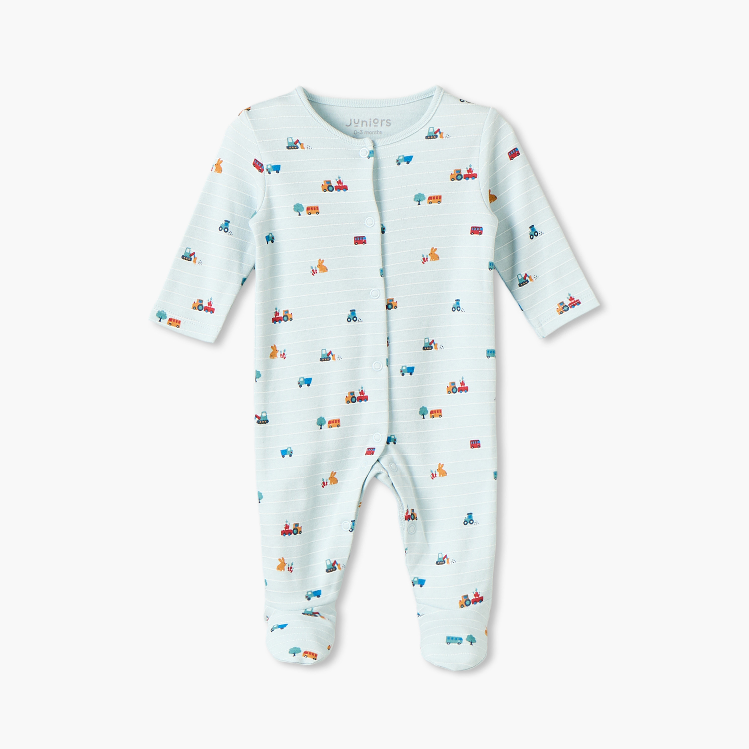 بدلة نوم قطن بياقة ضيقة وأكمام طويلة وطبعات مركبات البناء من جونيورز-baby-boys-clothing-nightwear-sleepsuits-image-1