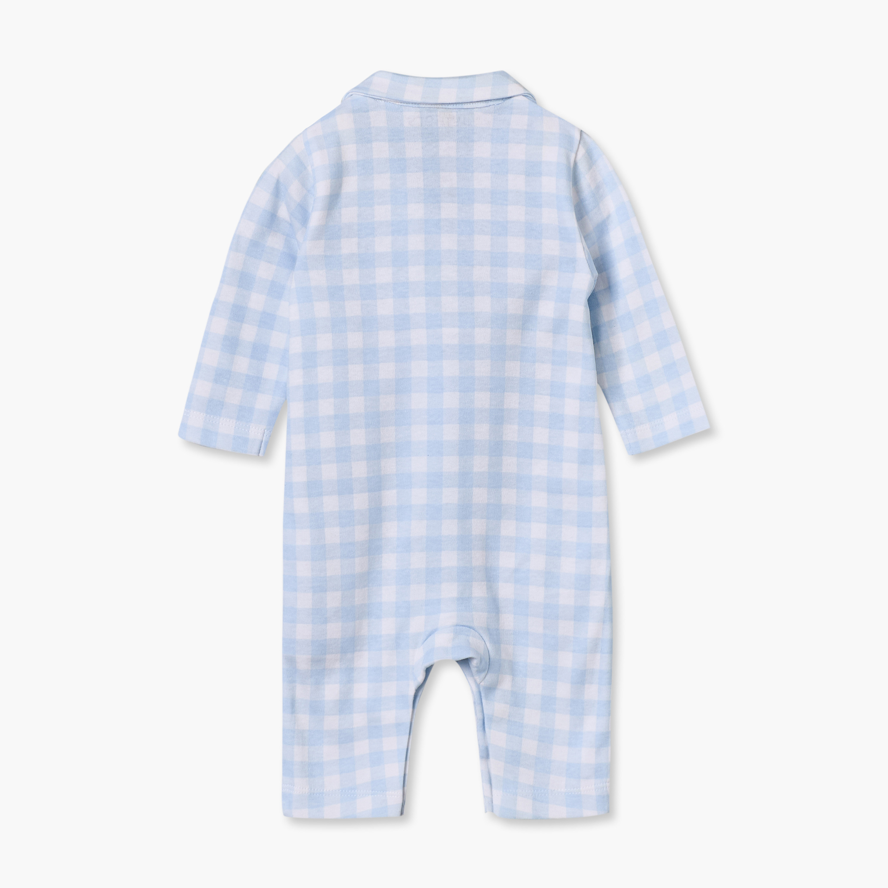 بدلة نوم قطن كاروهات بياقة وأكمام طويلة من جونيورز-baby-boys-clothing-nightwear-sleepsuits-image-3