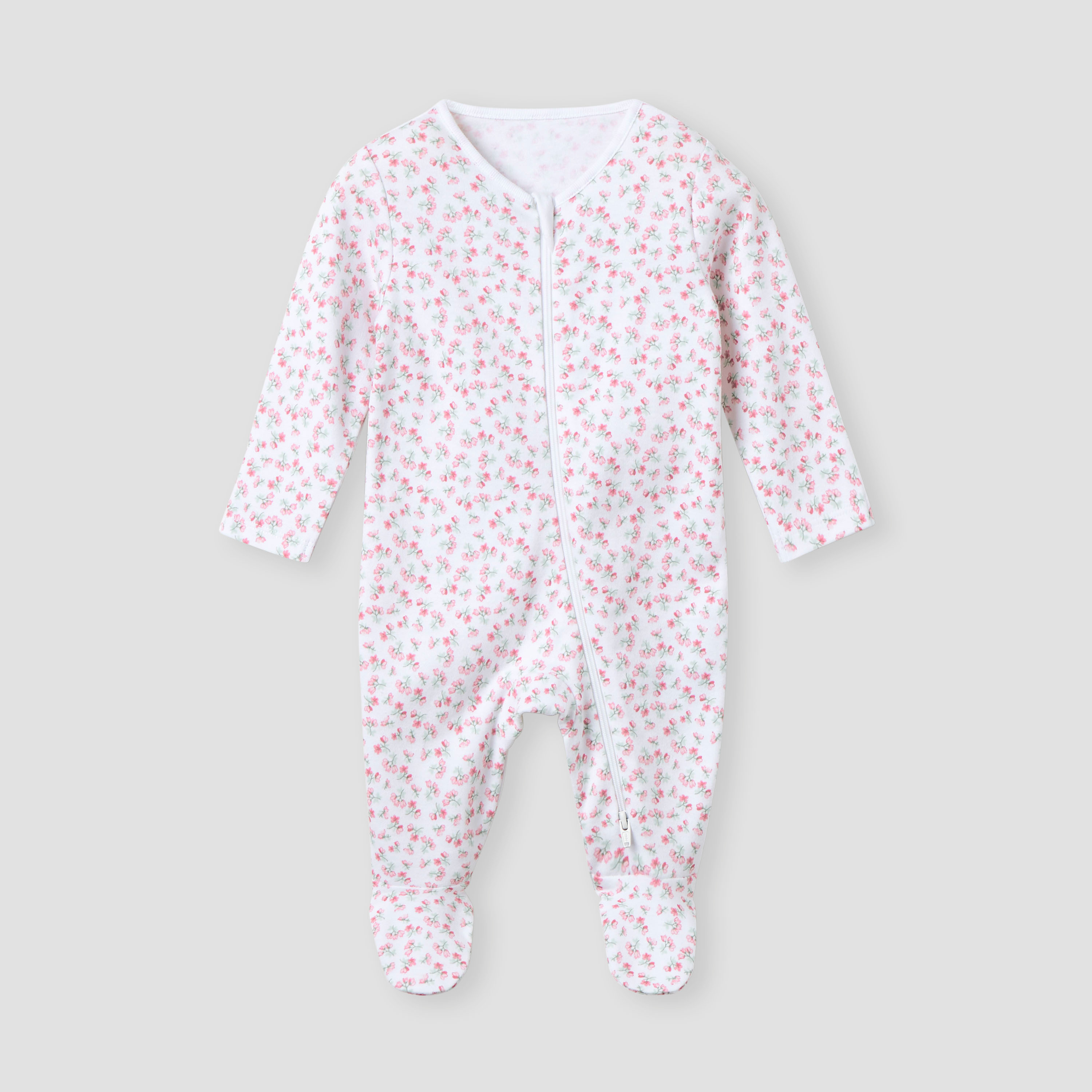 Juniors Printed Sleepsuit with Long Sleeves and Zip Closure - Set of 3-baby-girls-clothing-nightwear-sleepsuits-image-2