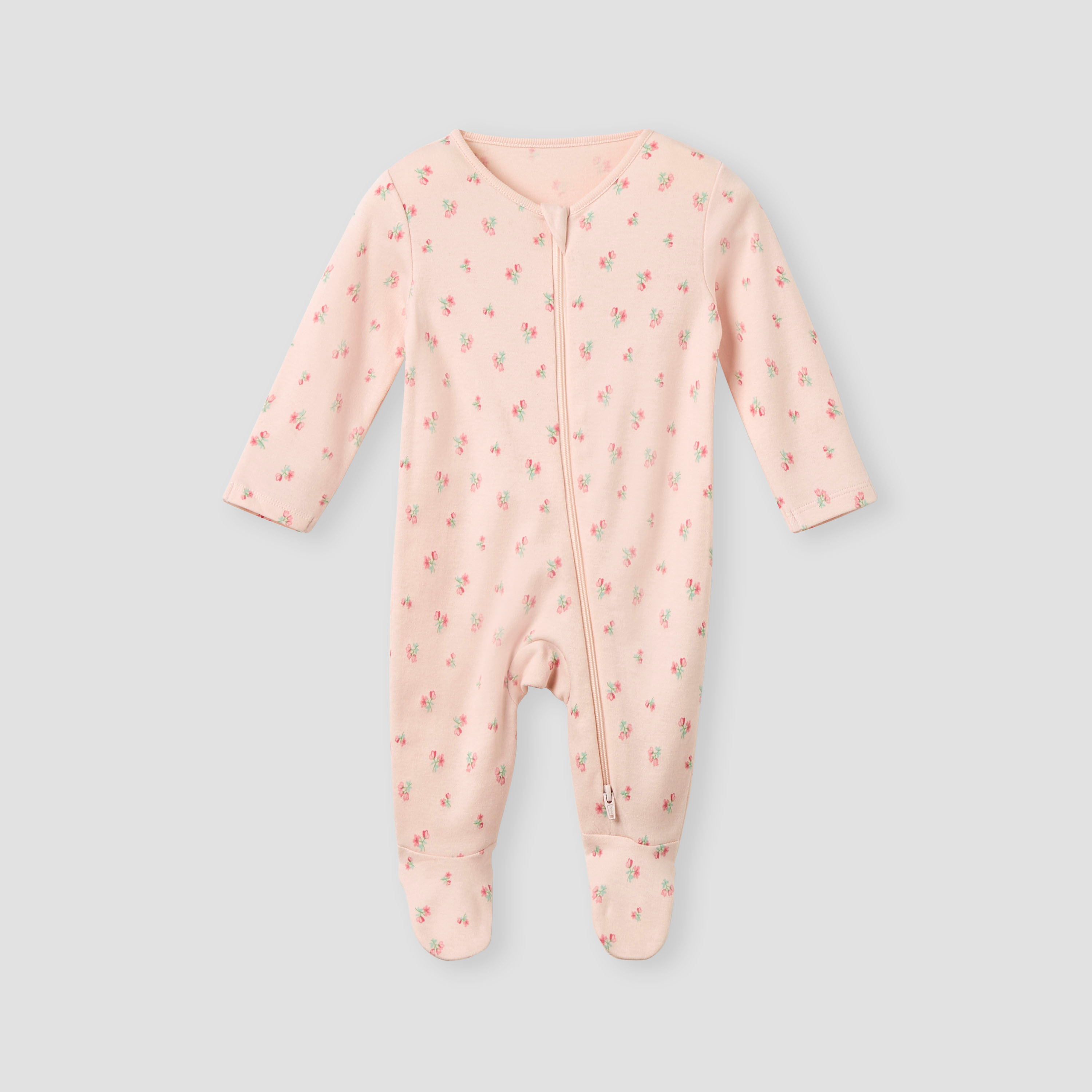 Juniors Printed Sleepsuit with Long Sleeves and Zip Closure - Set of 3-baby-girls-clothing-nightwear-sleepsuits-image-4