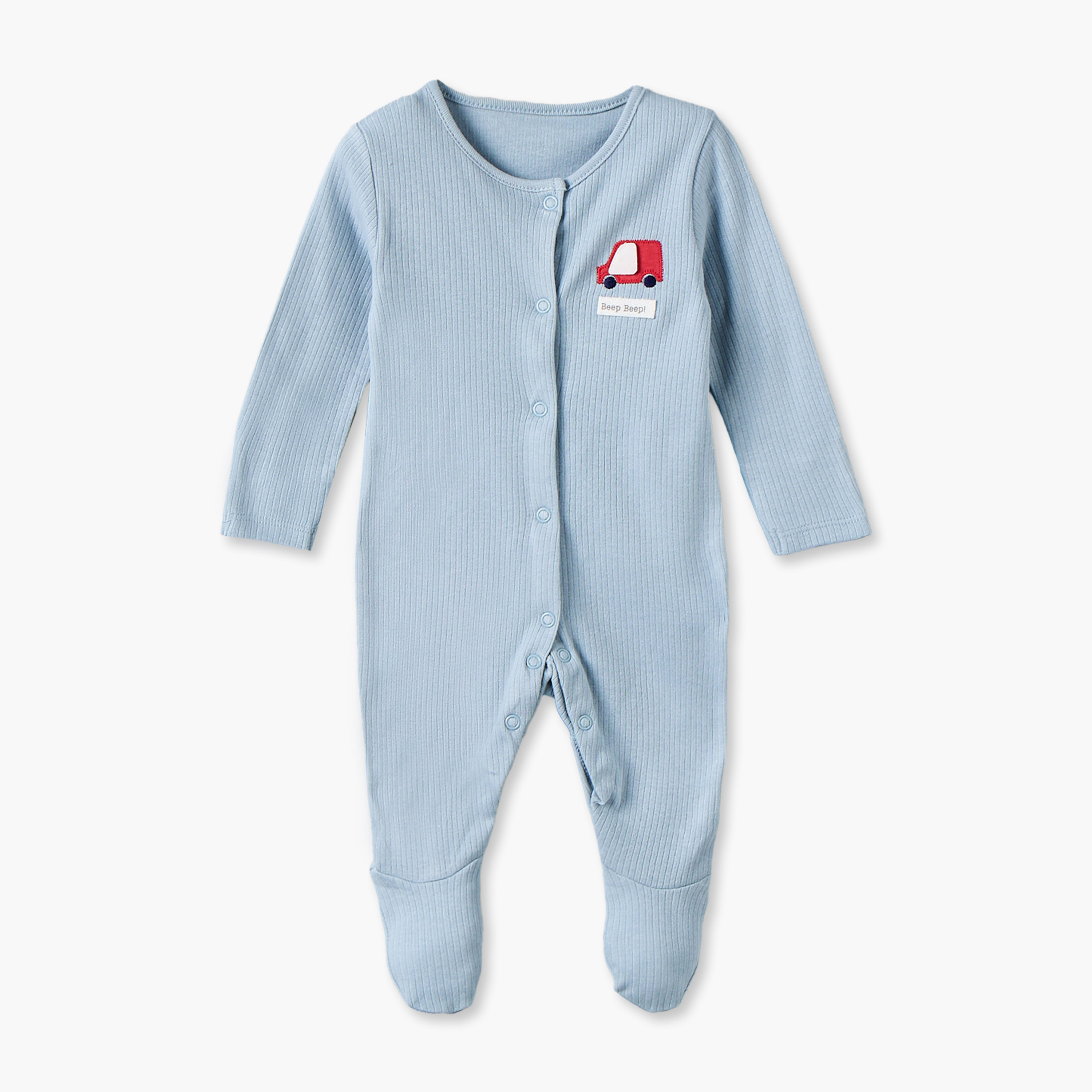 Pack of 3 Juniors Cotton Crew Neck Long Sleeves Sleepsuit Set with Vehicle Print-baby-boys-clothing-nightwear-sleepsuits-image-4