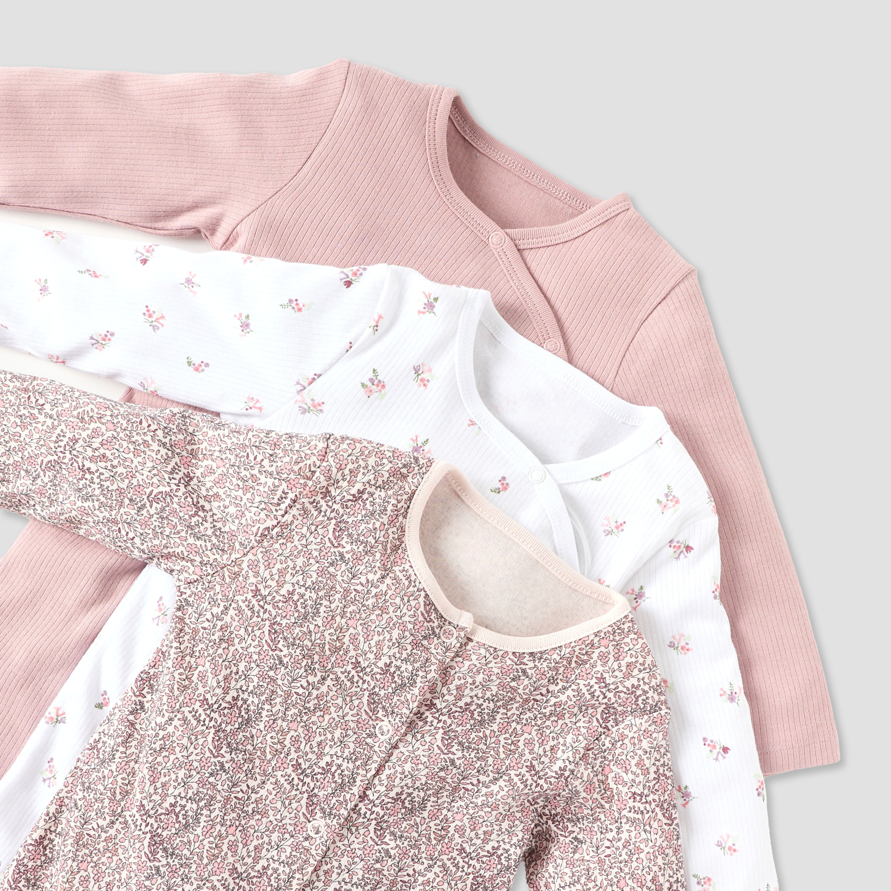 Juniors Printed Closed Feet Sleepsuit with Button Closure - Set of 3-baby-girls-clothing-nightwear-sleepsuits-image-5