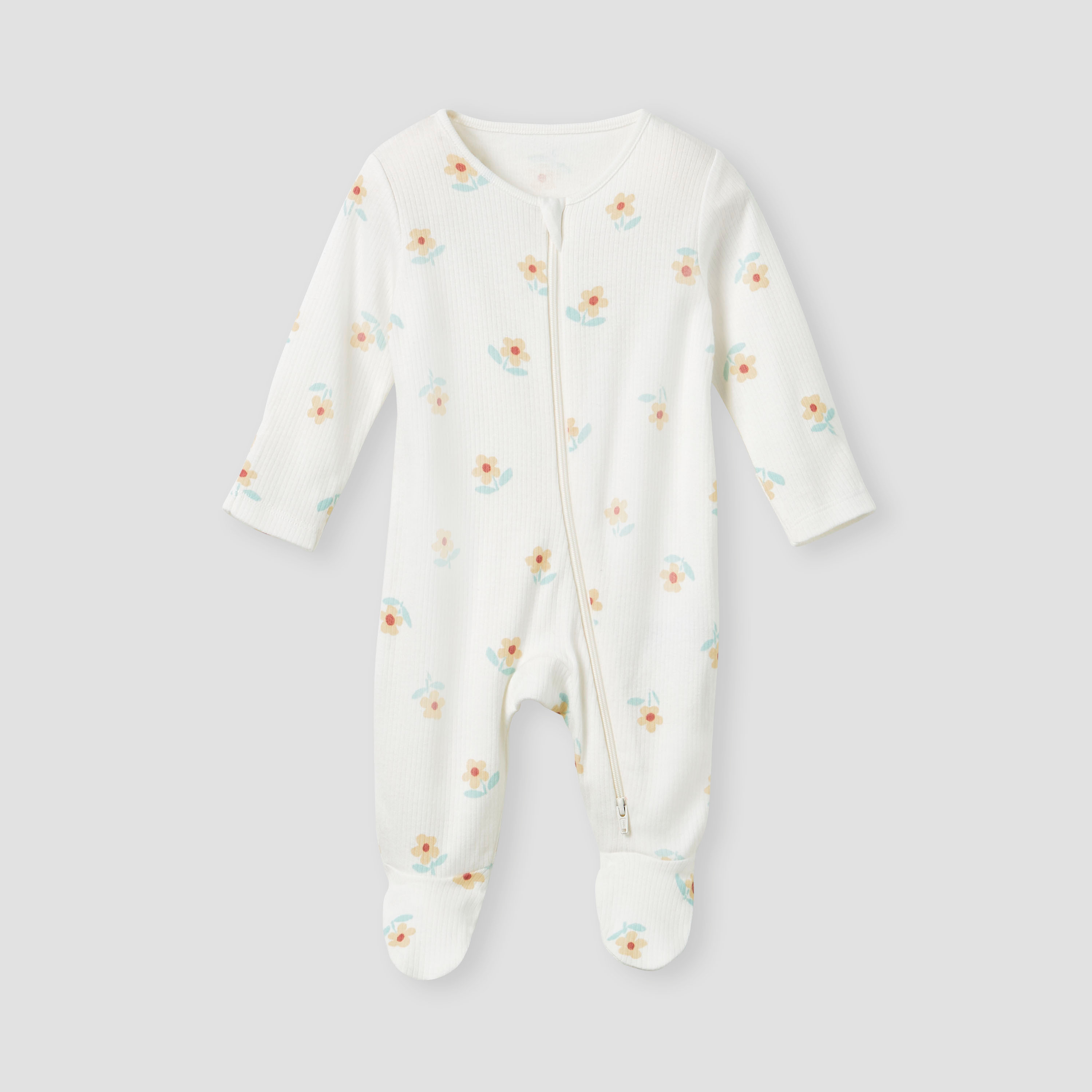 Juniors Printed Sleepsuit with Long Sleeves and Zip Closure - Set of 3-baby-girls-clothing-nightwear-sleepsuits-image-2