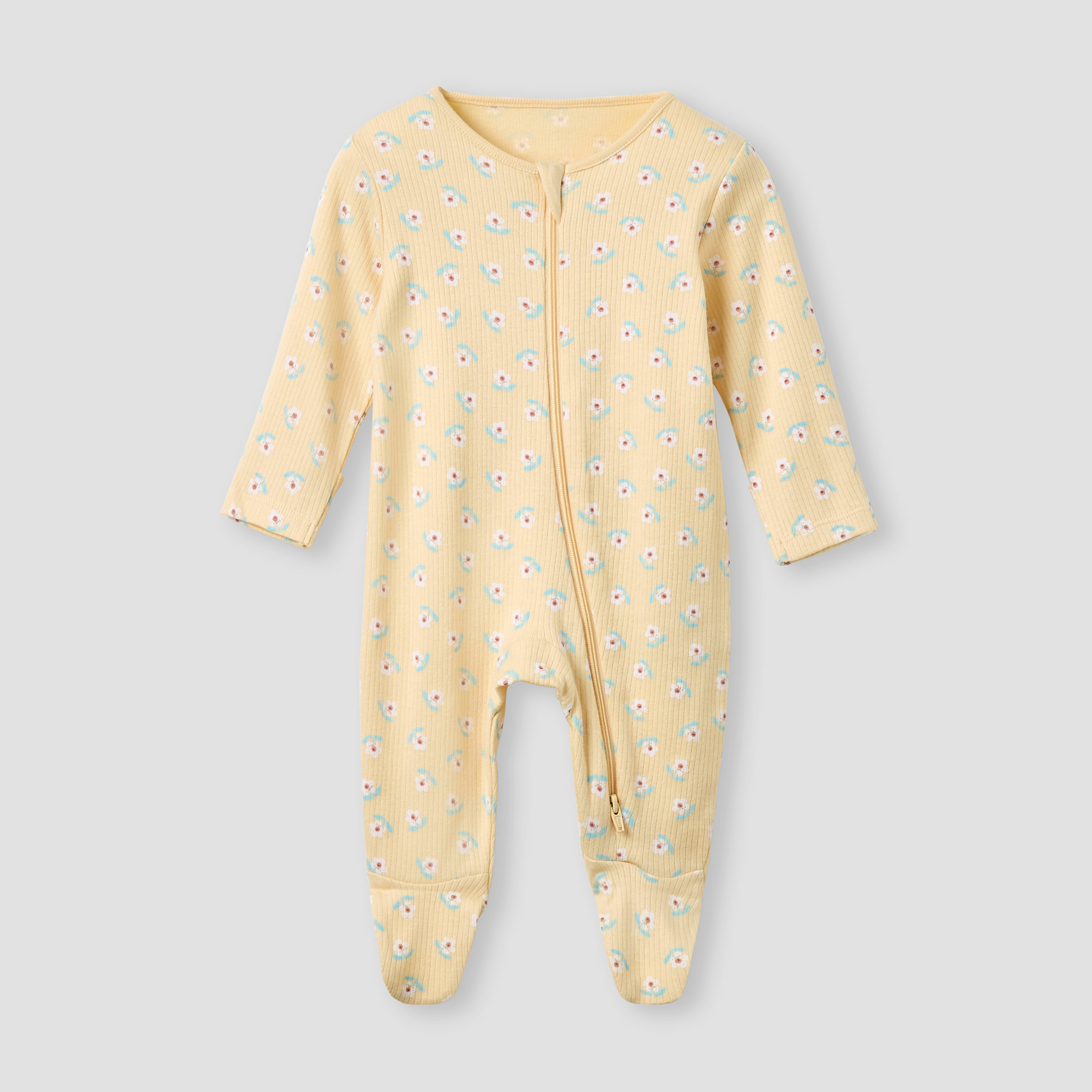 Juniors Printed Sleepsuit with Long Sleeves and Zip Closure - Set of 3-baby-girls-clothing-nightwear-sleepsuits-image-3