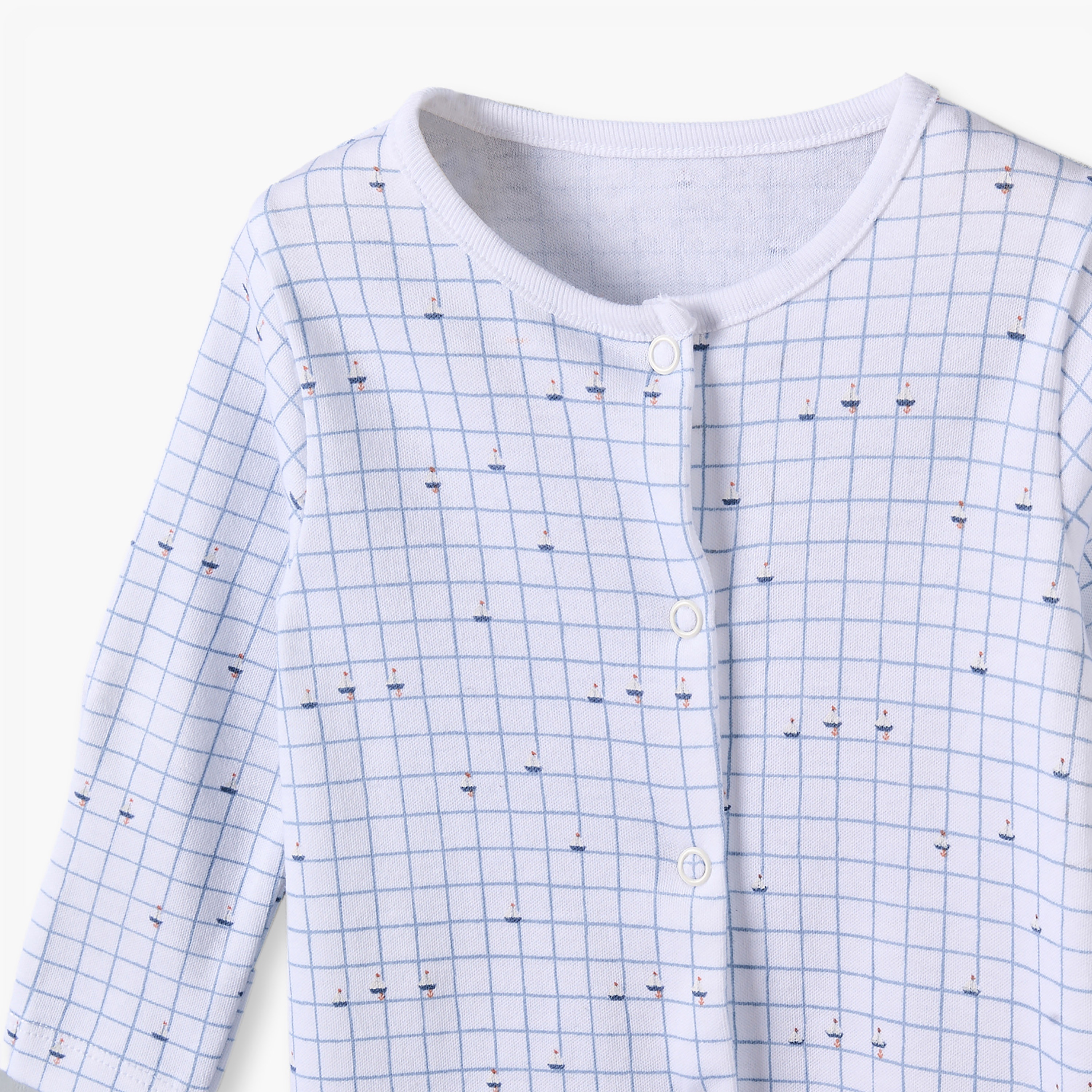 Pack of 3 Juniors Cotton Crew Neck Long Sleeves Sleepsuit Set with Nautical Print-baby-boys-clothing-nightwear-sleepsuits-image-7