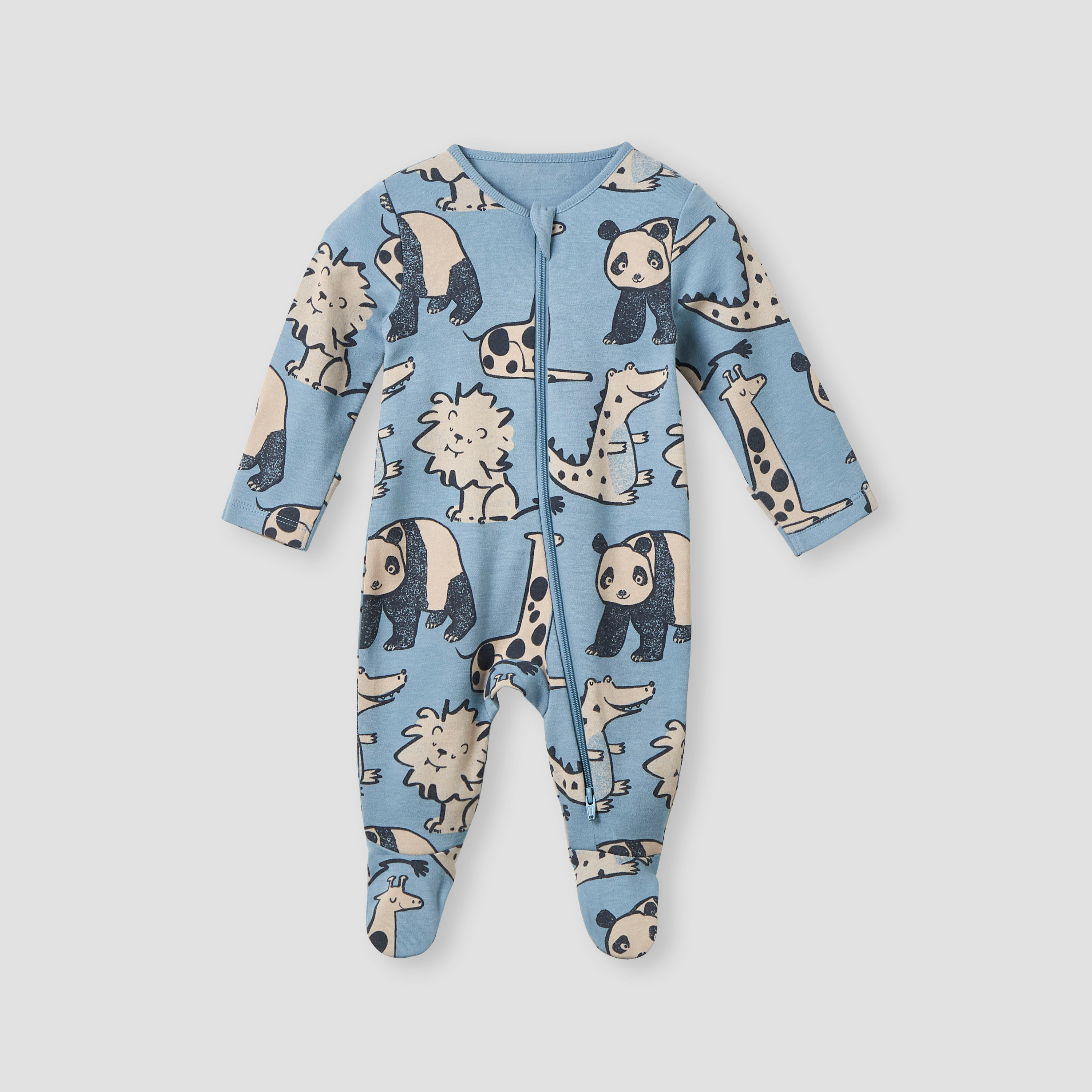 بدلات نوم بطبعات حيوانات وأكمام طويلة وسحاب إغلاق من جونيورز - طقم 3 قطع-baby-boys-clothing-nightwear-sleepsuits-image-4