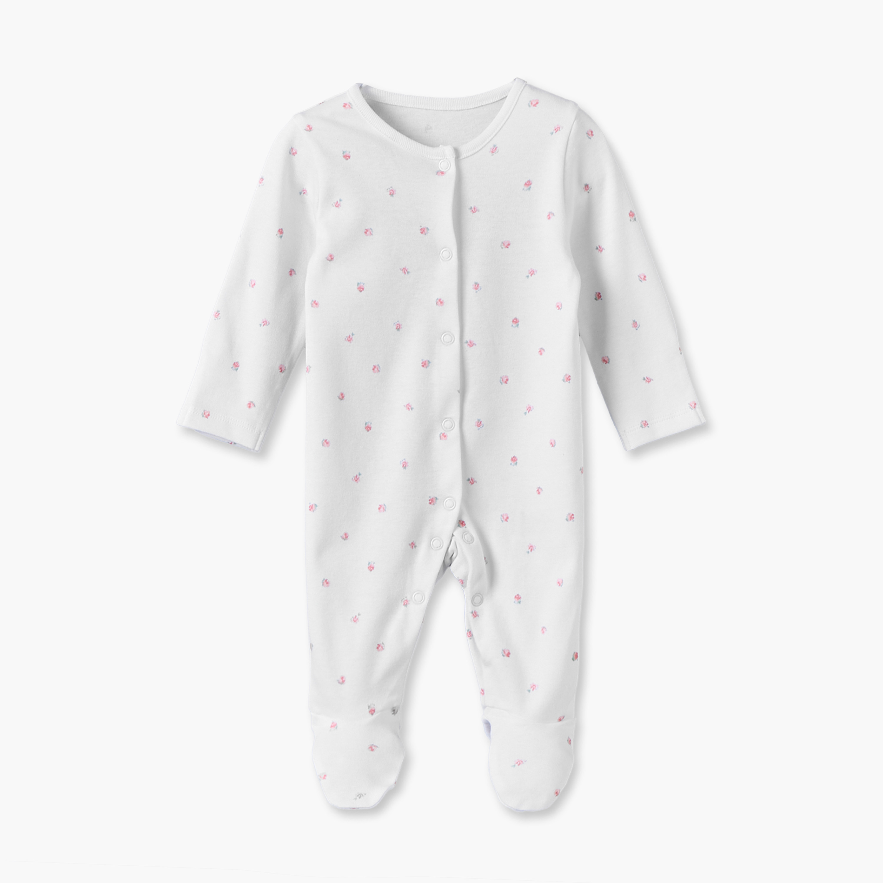 طقم بدلة نوم قطني بياقة مستديرة وأكمام طويلة بطبعة زهور من جونيورز - 3 قطع-baby-girls-clothing-nightwear-sleepsuits-image-3