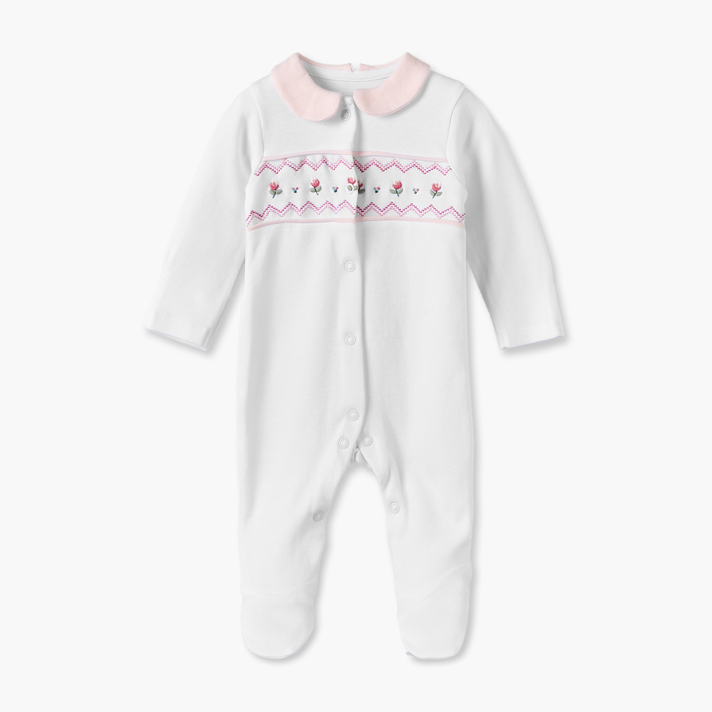 طقم بدلة نوم قطني بياقة مستديرة وأكمام طويلة بطبعة زهور من جونيورز - 3 قطع-baby-girls-clothing-nightwear-sleepsuits-image-4