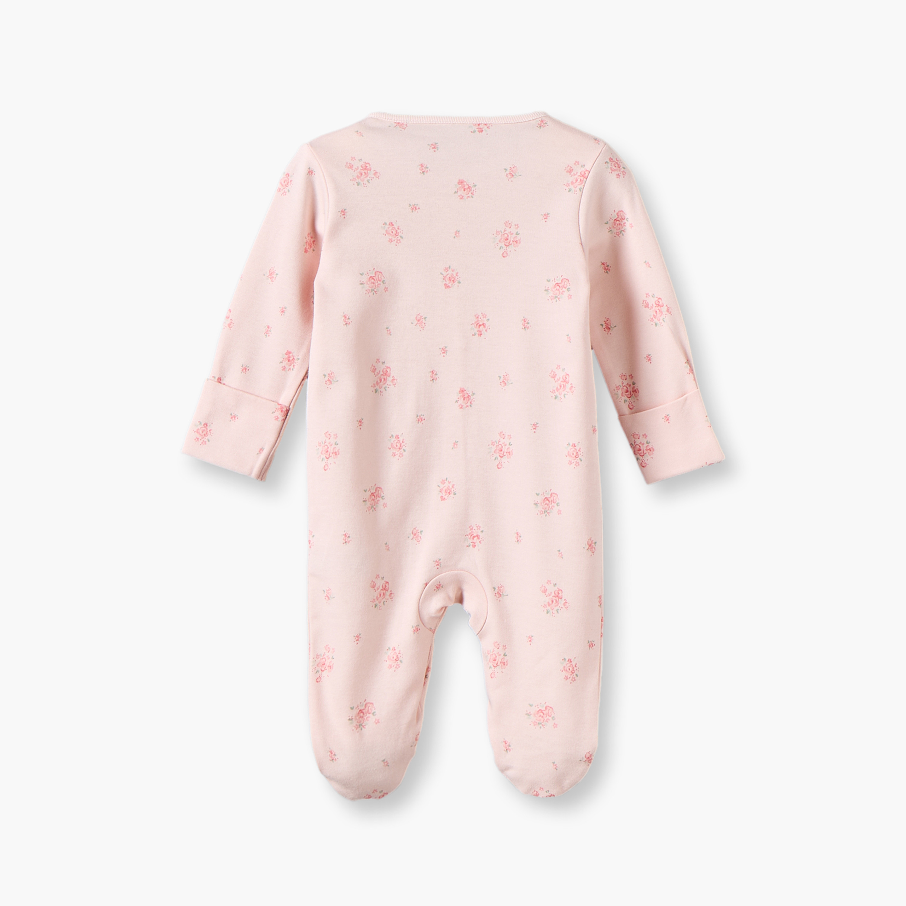 طقم بدلة نوم قطني بياقة مستديرة وأكمام طويلة بطبعة زهور من جونيورز - 3 قطع-baby-girls-clothing-nightwear-sleepsuits-image-5