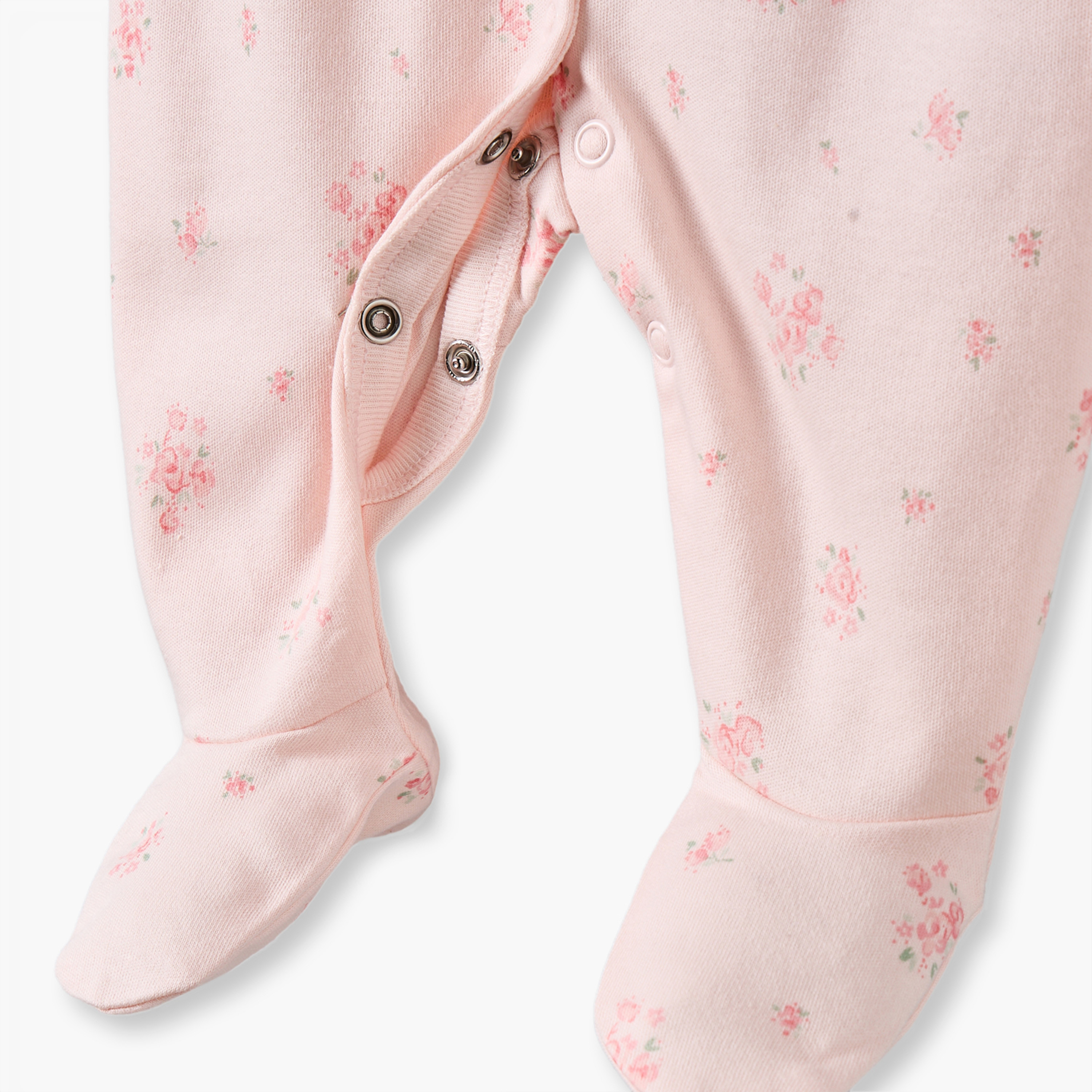 طقم بدلة نوم قطني بياقة مستديرة وأكمام طويلة بطبعة زهور من جونيورز - 3 قطع-baby-girls-clothing-nightwear-sleepsuits-image-7