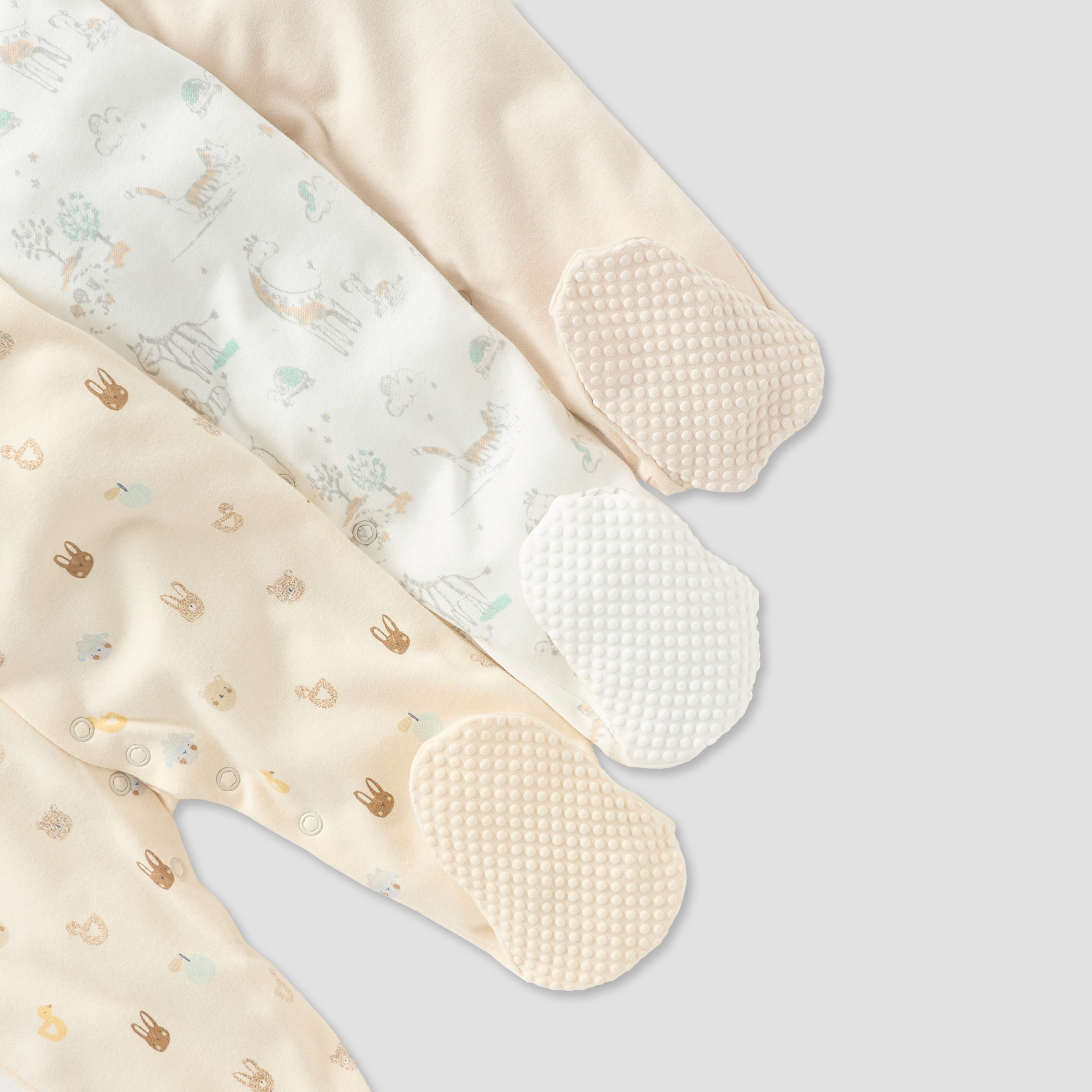 Juniors Animal Print Closed Feet Sleepsuit with Button Closure - Set of 3-promo_babyshop_Buy2for115_QAT130126-image-6