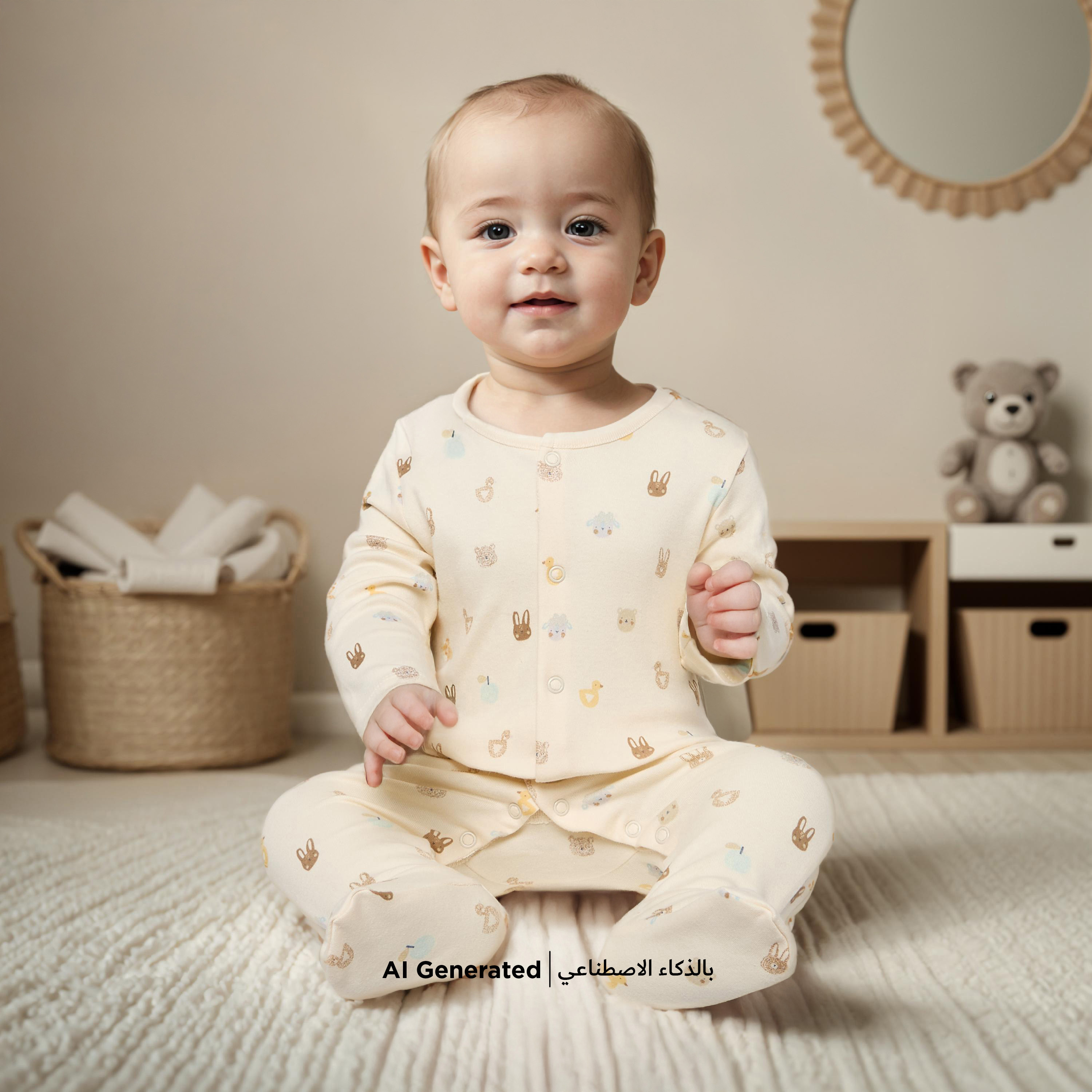Juniors Animal Print Closed Feet Sleepsuit with Button Closure - Set of 3-promo_babyshop_Buy2for115_QAT130126-image-7