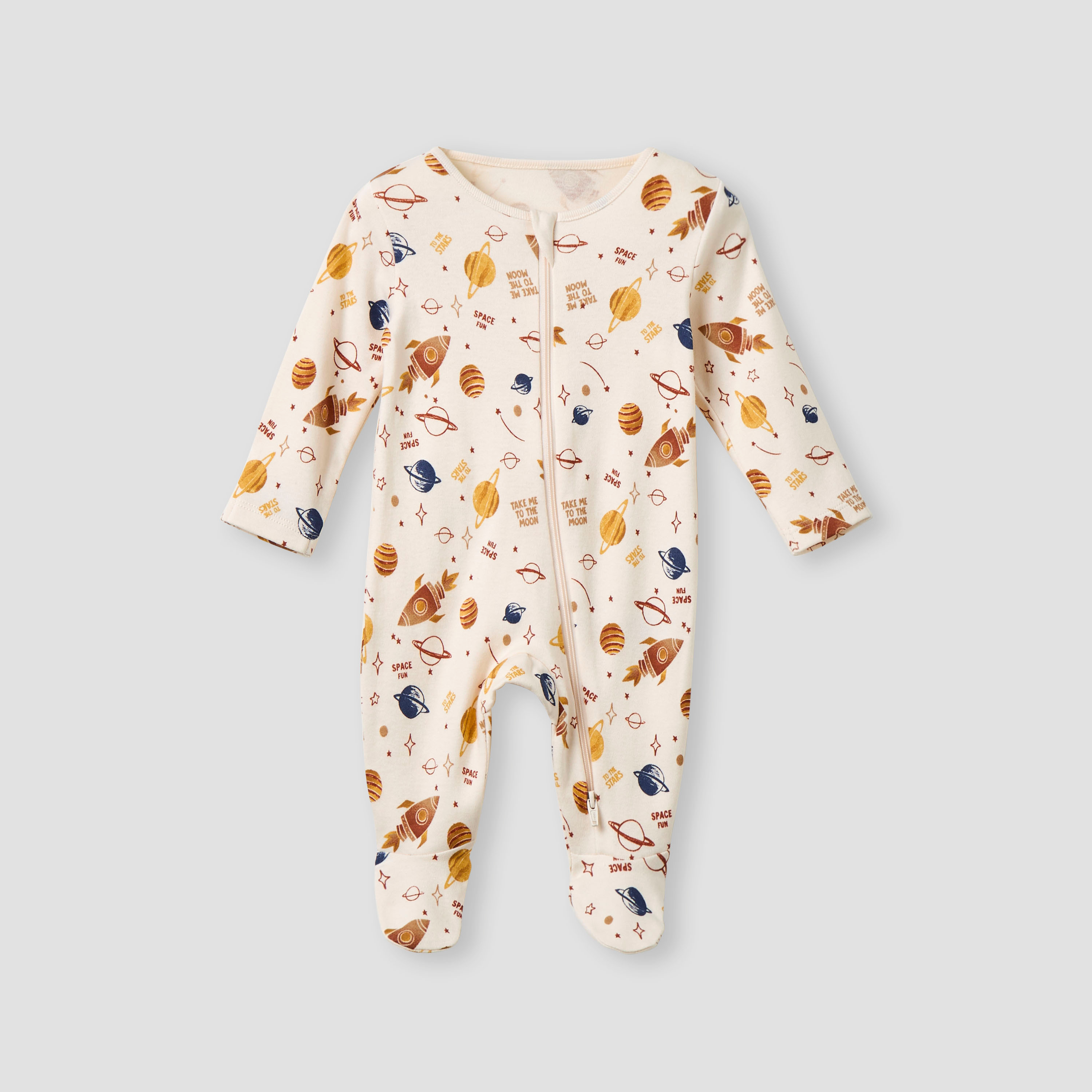 Juniors Printed Sleepsuit with Long Sleeves and Zip Closure - Set of 3-baby-boys-clothing-nightwear-sleepsuits-image-2
