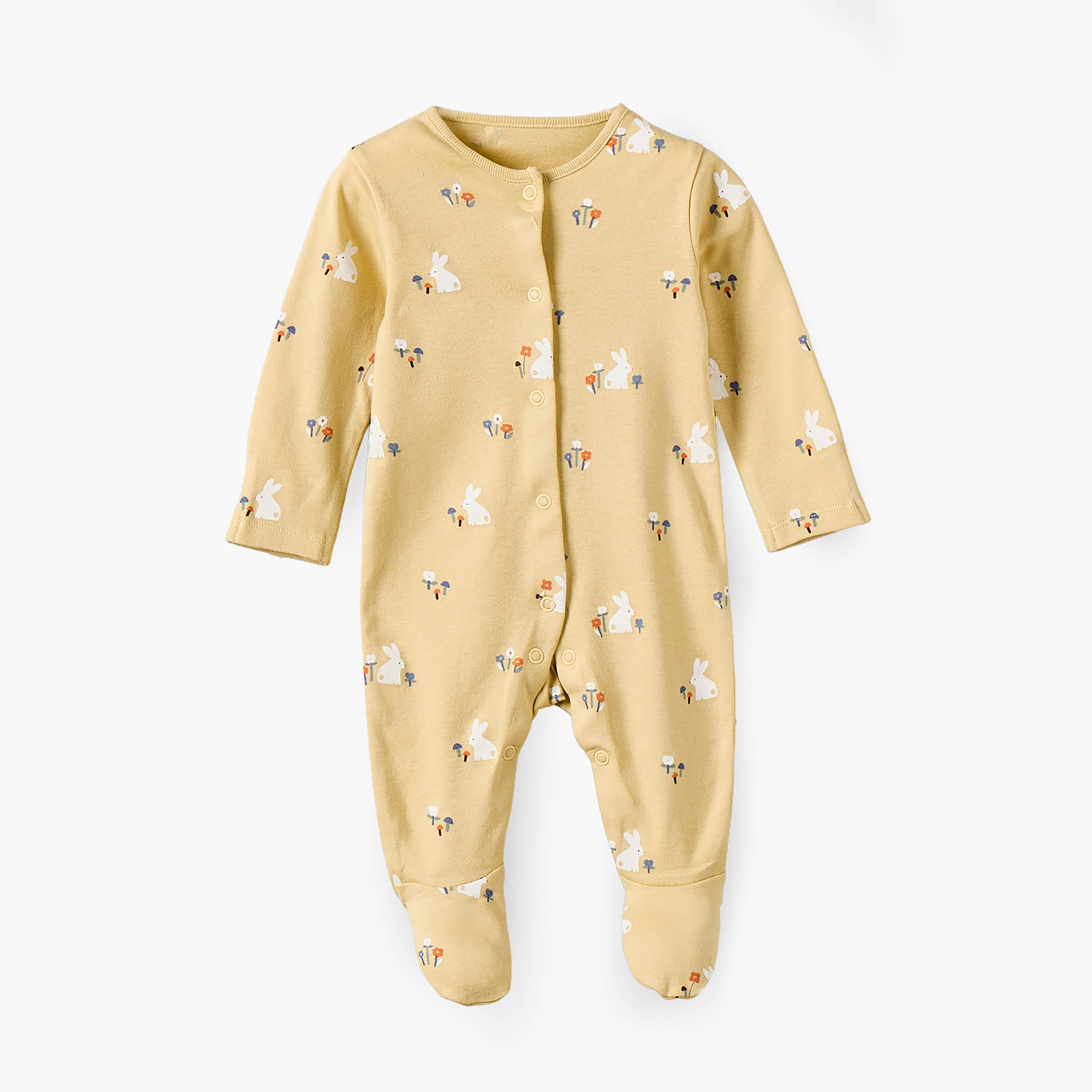 Pack of 3 Juniors Cotton Crew Neck Long Sleeves Sleepsuit with Bunny Print-baby-girls-clothing-nightwear-sleepsuits-image-4